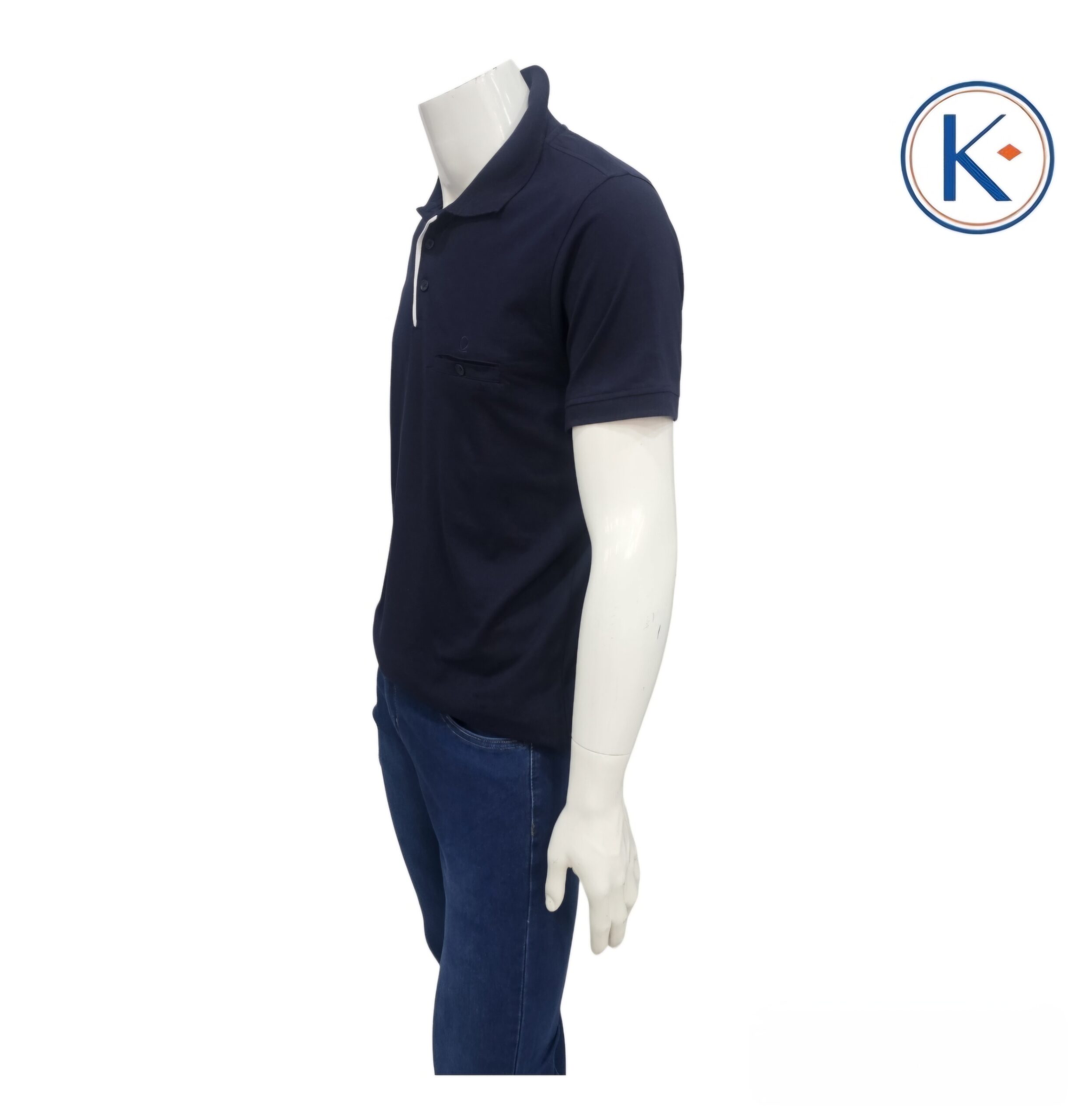 Polo liso con bolsillo en manga corta para hombre