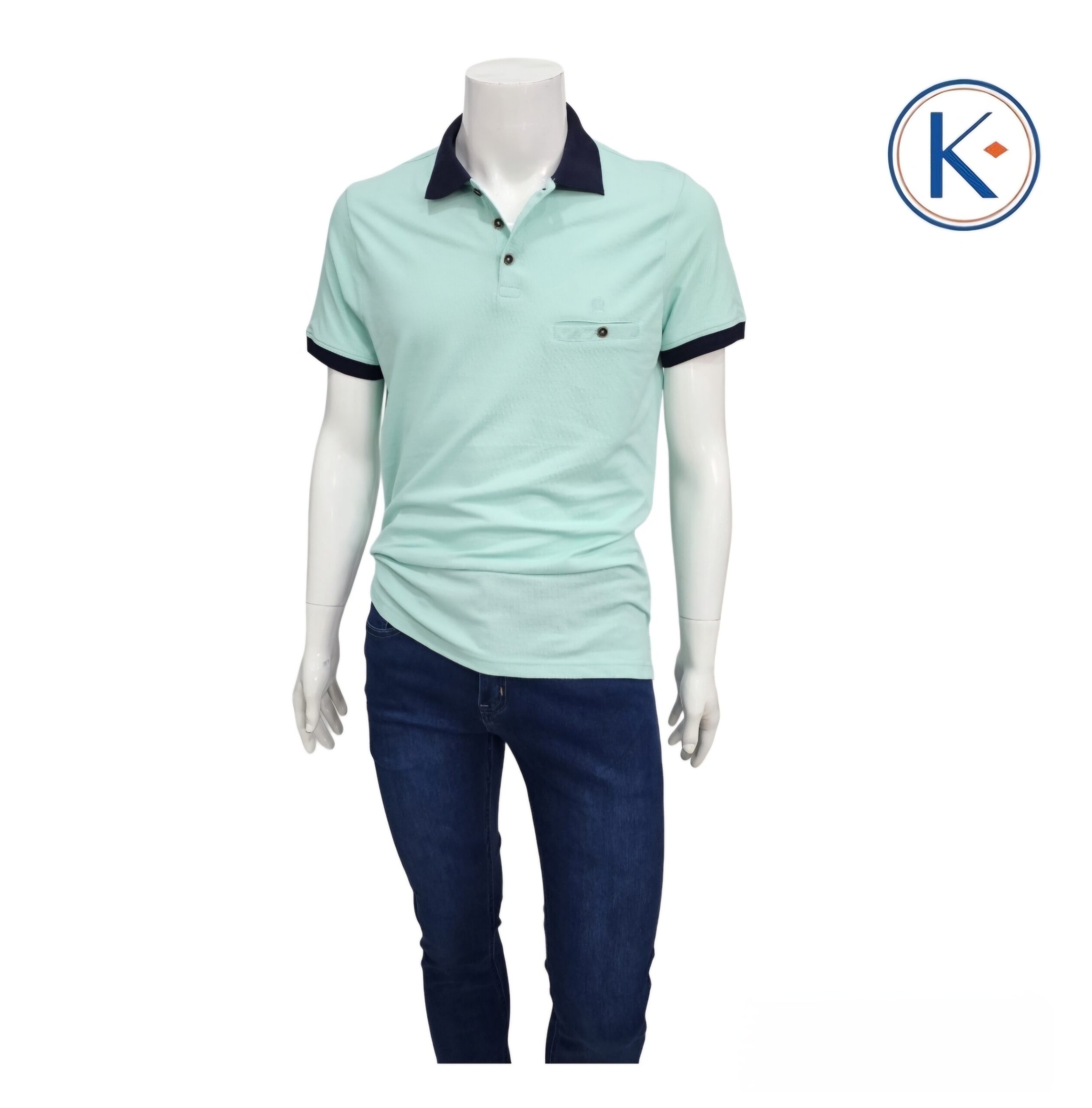 Polo cuello marino con bolsillo en manga corta para hombre
