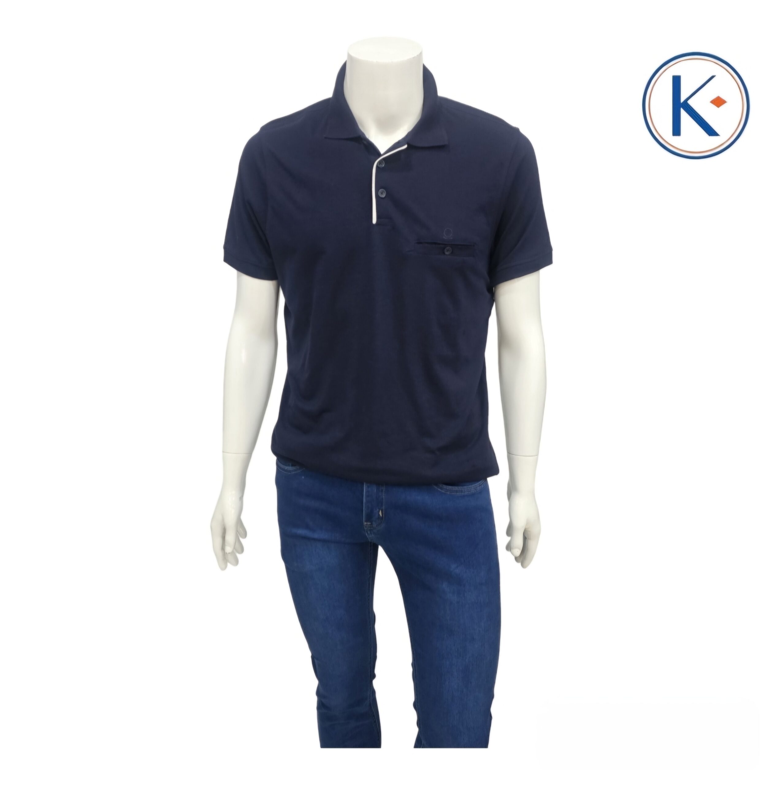 Polo liso con bolsillo en manga corta para hombre