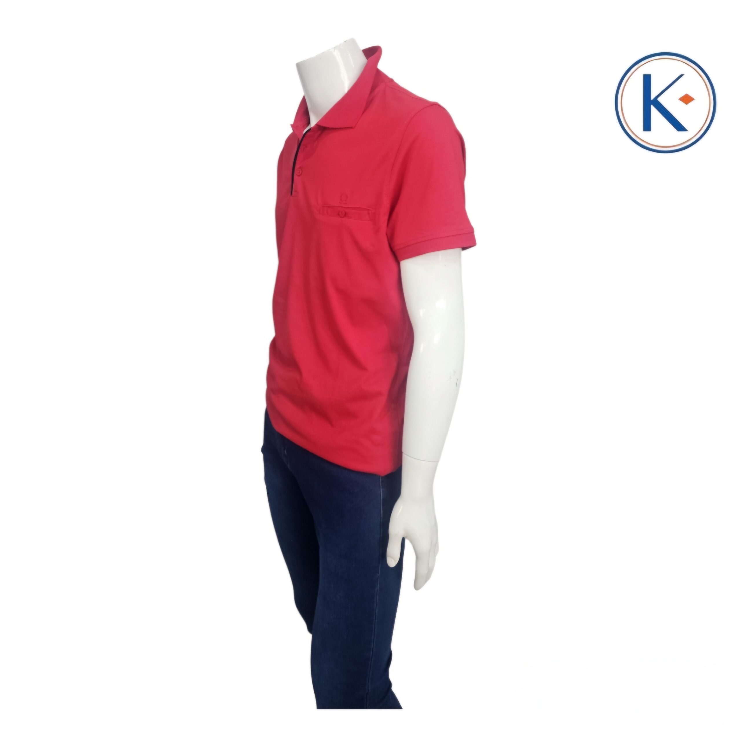 Polo liso con bolsillo en manga corta para hombre
