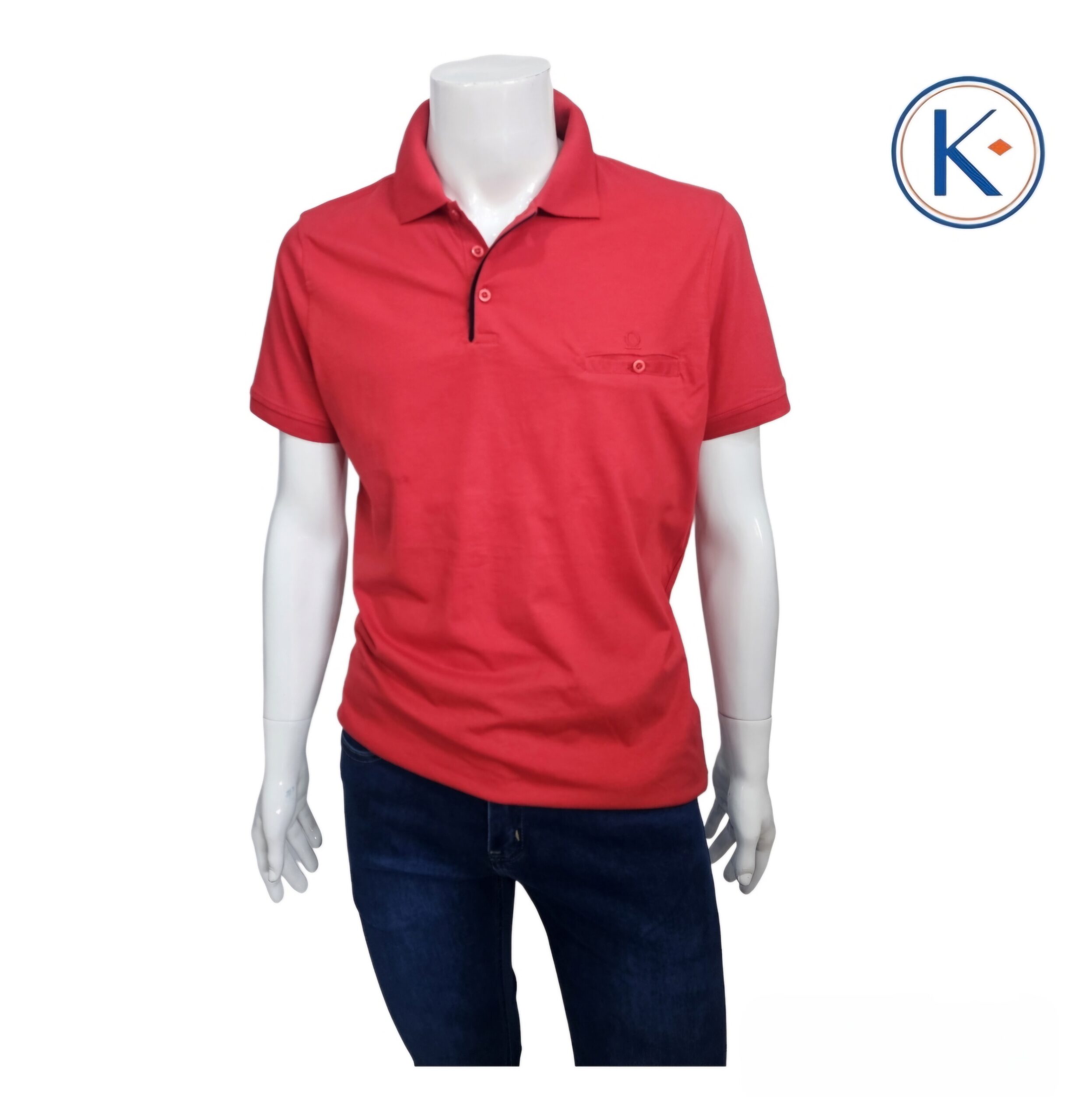 Polo liso con bolsillo en manga corta para hombre