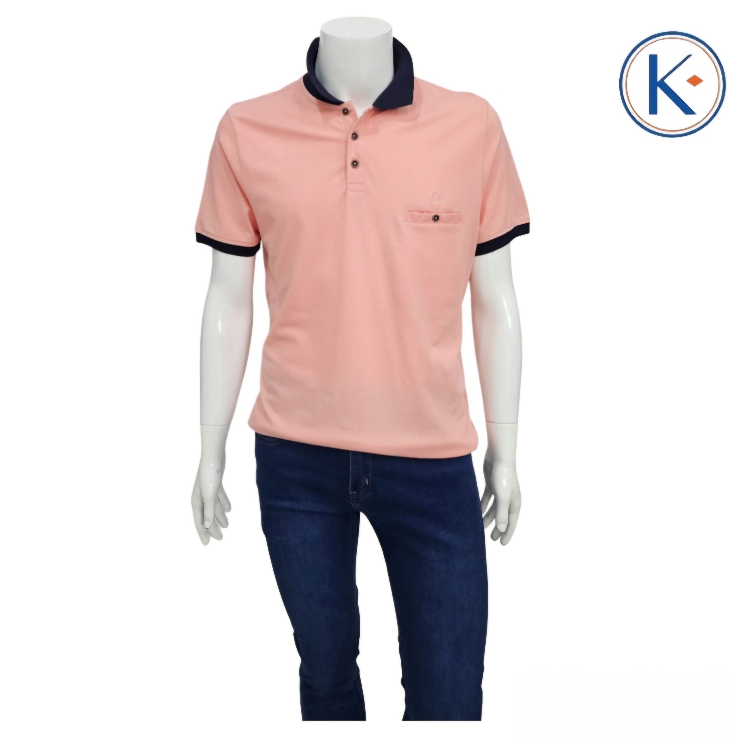 Polo cuello marino con bolsillo en manga corta para hombre