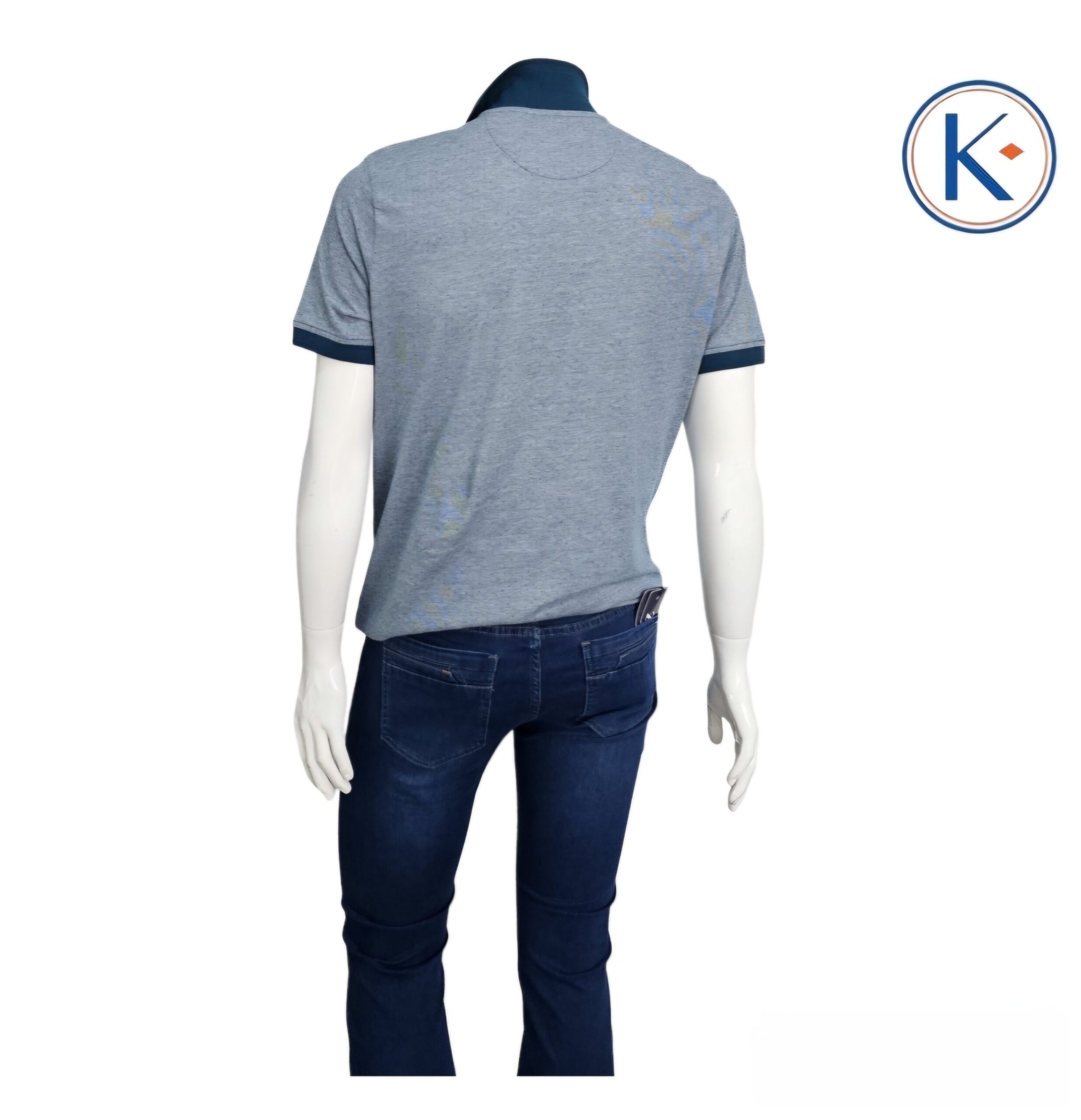 Polo jaspeado verde con bolsillo en manga corta para hombre