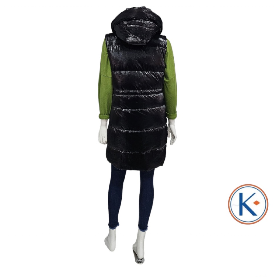 Chaleco acolchado brillo negro para mujer