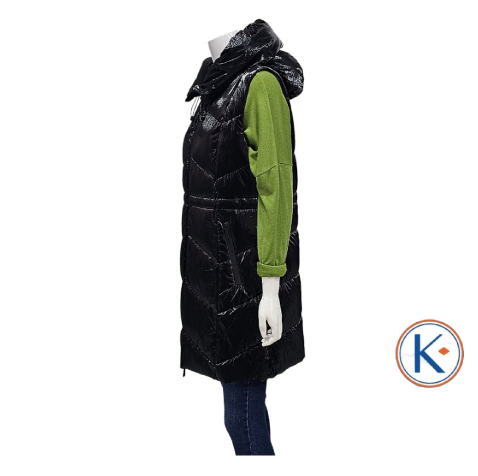 Chaleco acolchado brillo negro para mujer