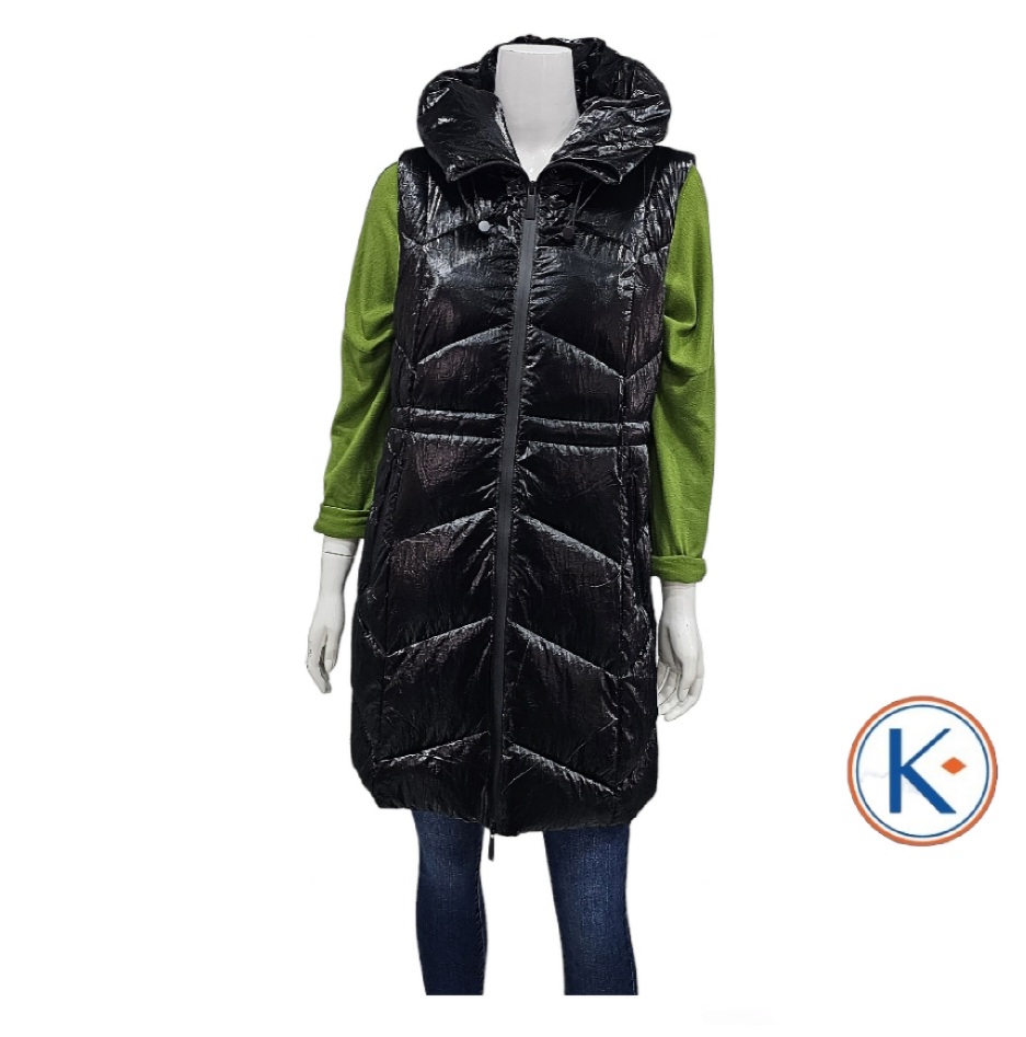 Chaleco acolchado brillo negro para mujer