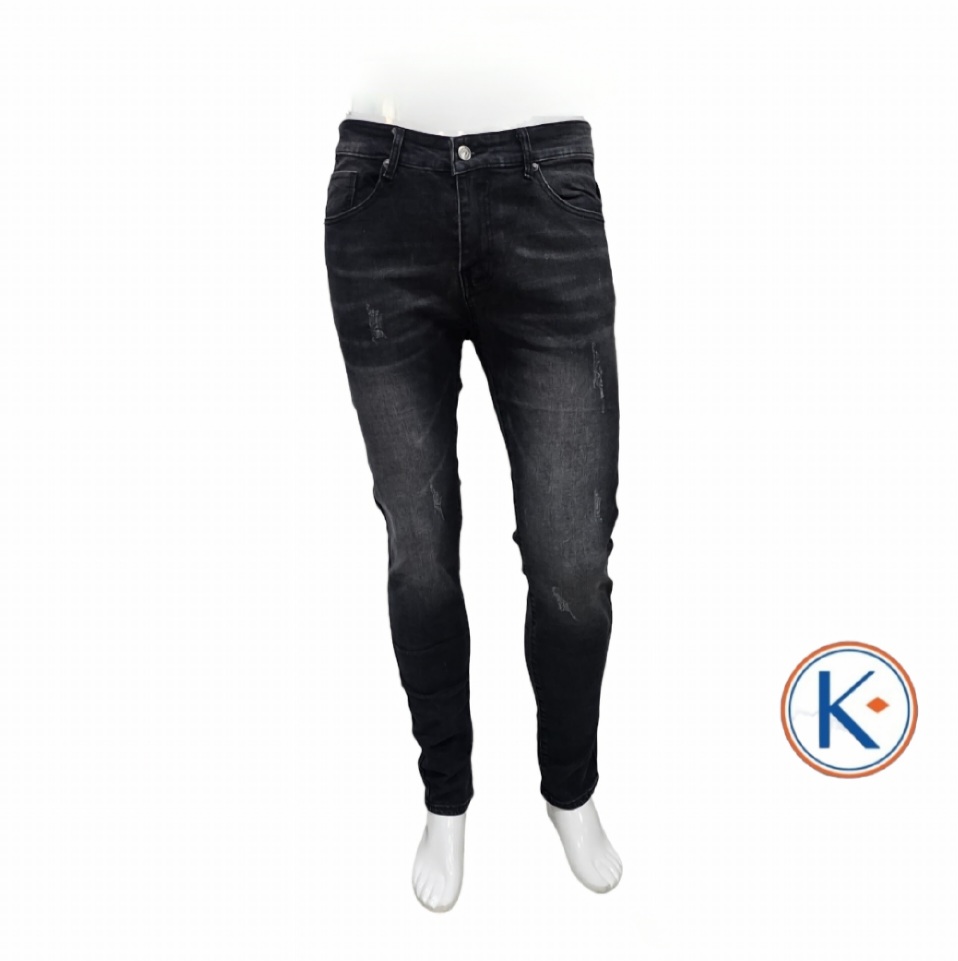 Vaquero elástico pitillo negro para hombre