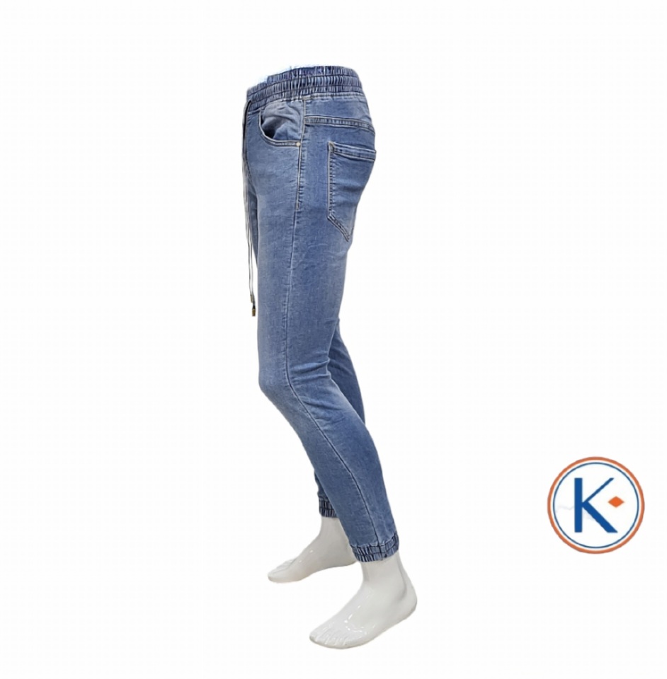 Vaquero goma cintura y bajos denim claro para hombre