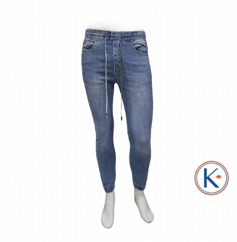 Vaquero goma cintura y bajos denim claro para hombre