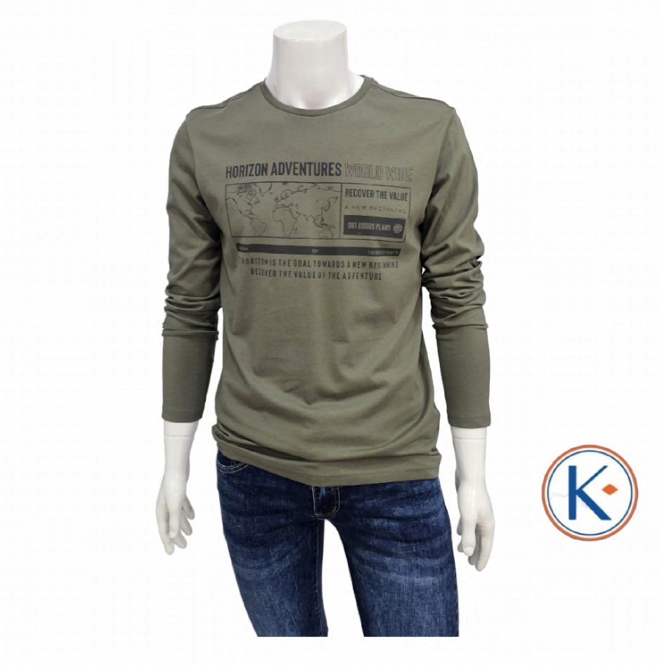 Camiseta manga larga verde kaki hombre Losan