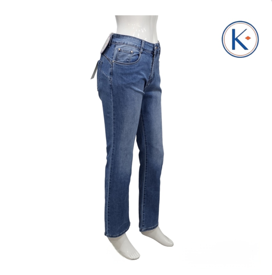 Vaquero azul carbónico recto para mujer