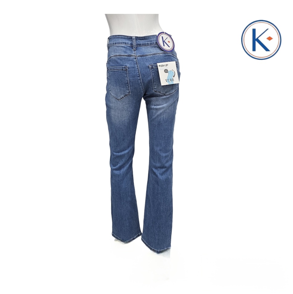 Vaquero azul carbónico recto para mujer