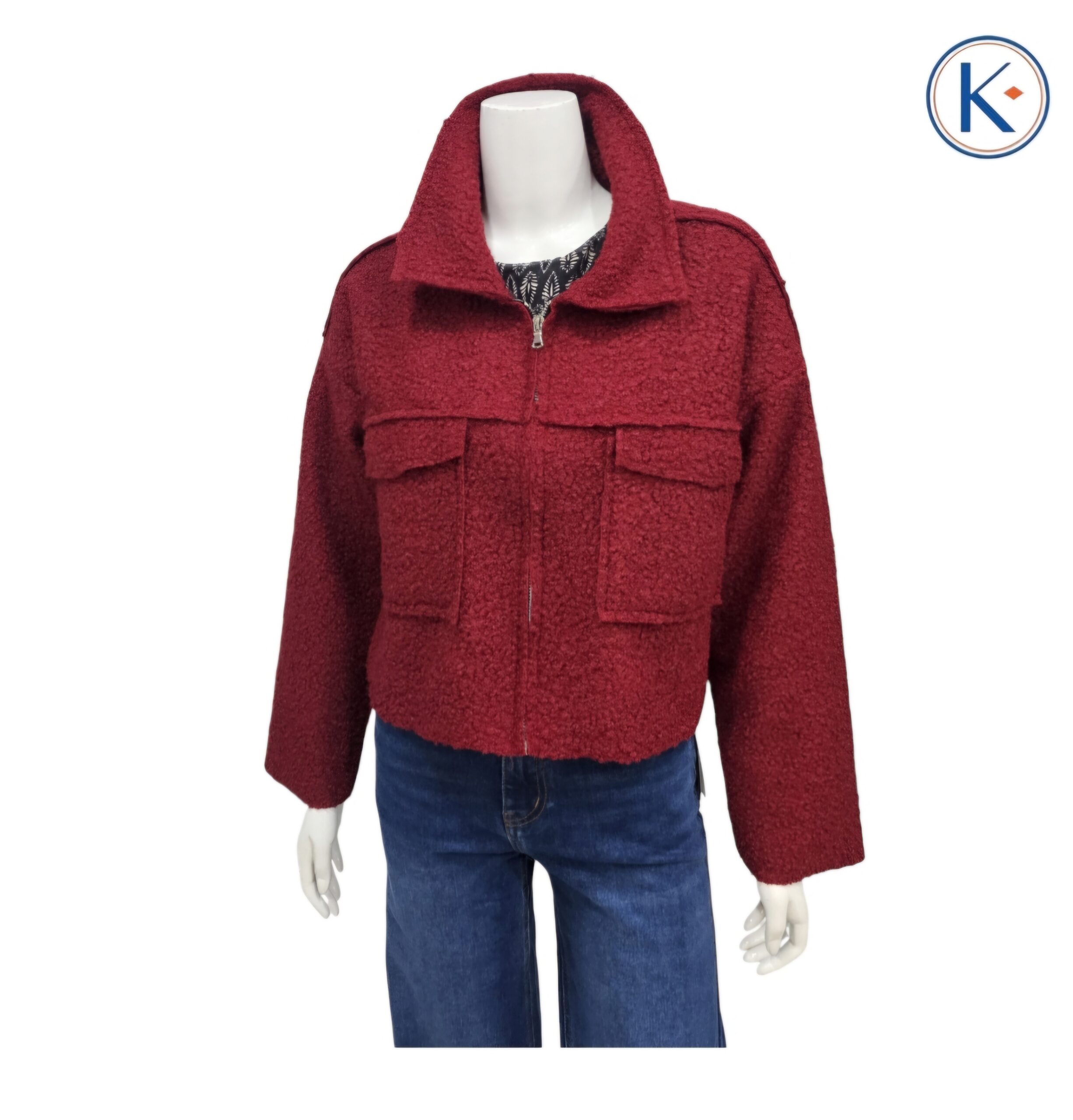 Chaqueta Borreguito Cropped con Cremallera