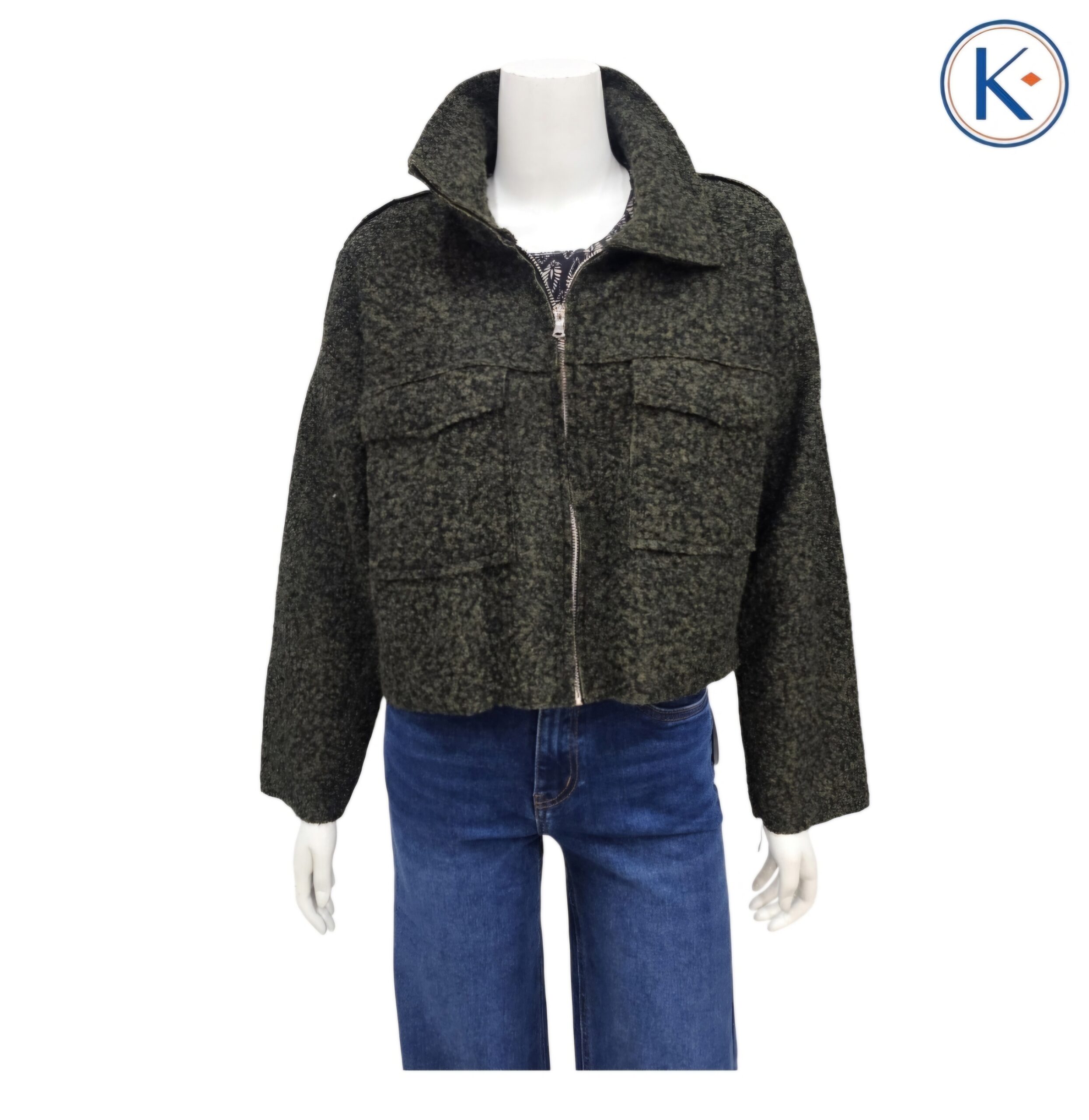 Chaqueta Borreguito Cropped con Cremallera