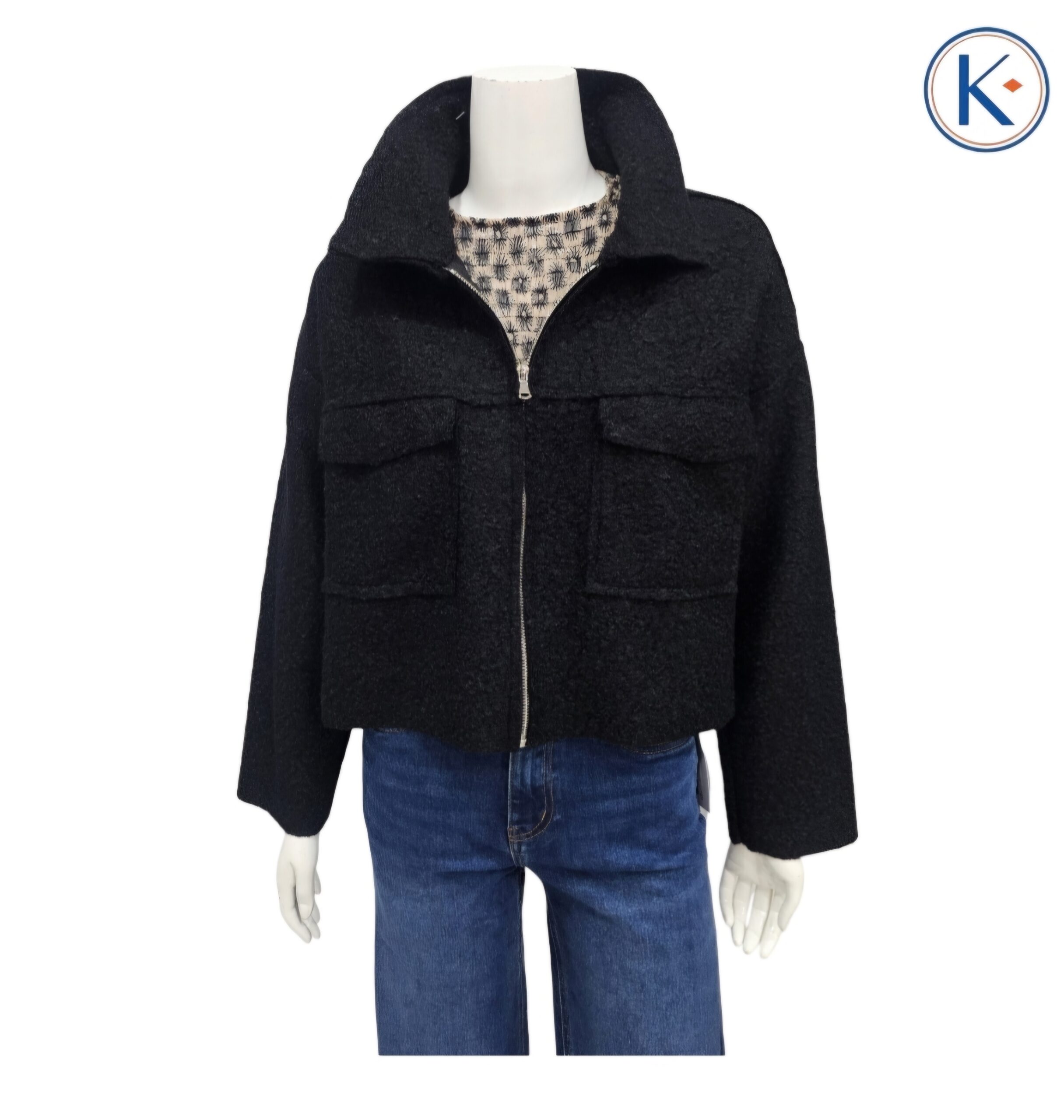 Chaqueta Borreguito Cropped con Cremallera