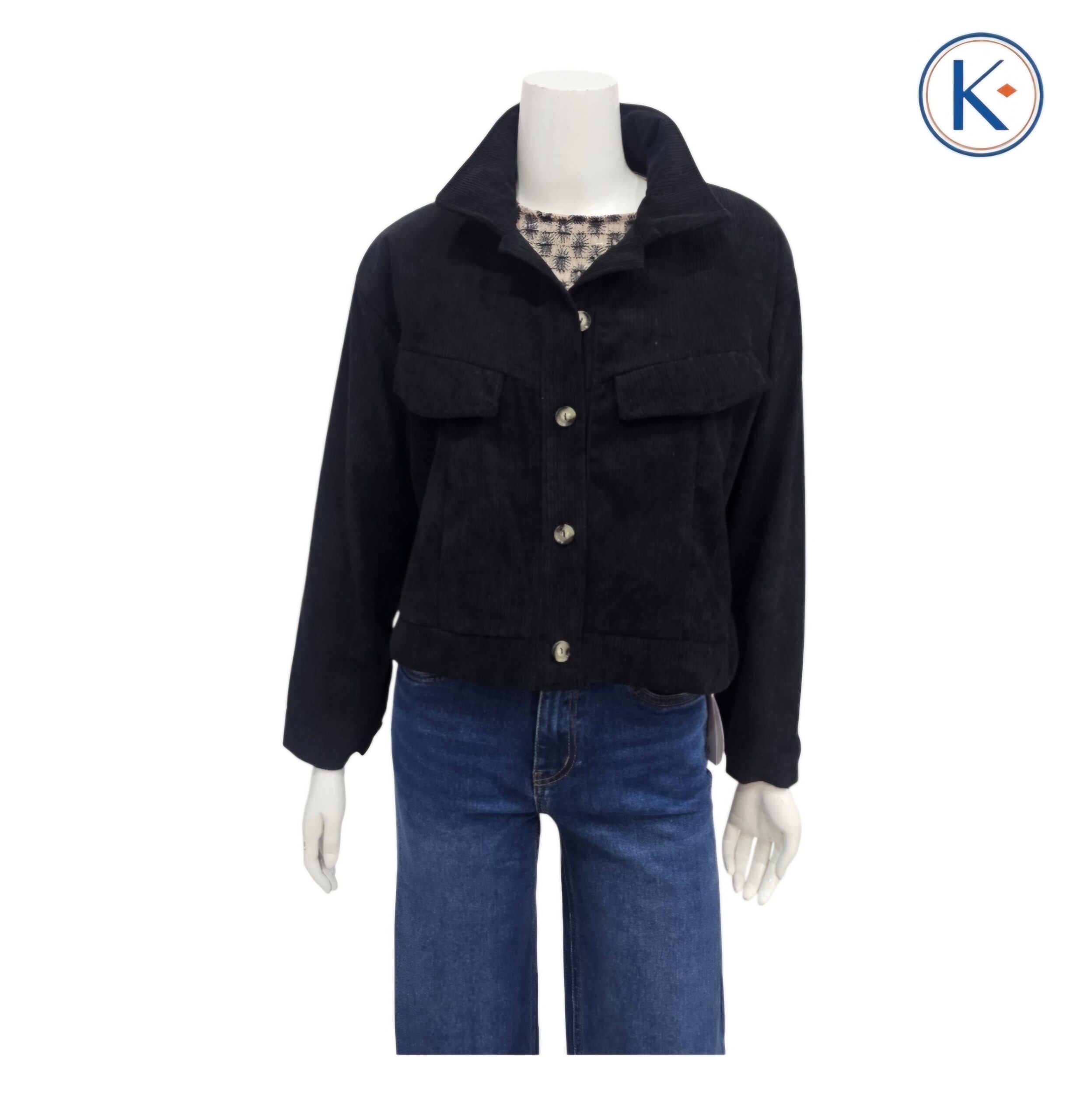 Chaqueta Pana Cropped Oversize con Botones