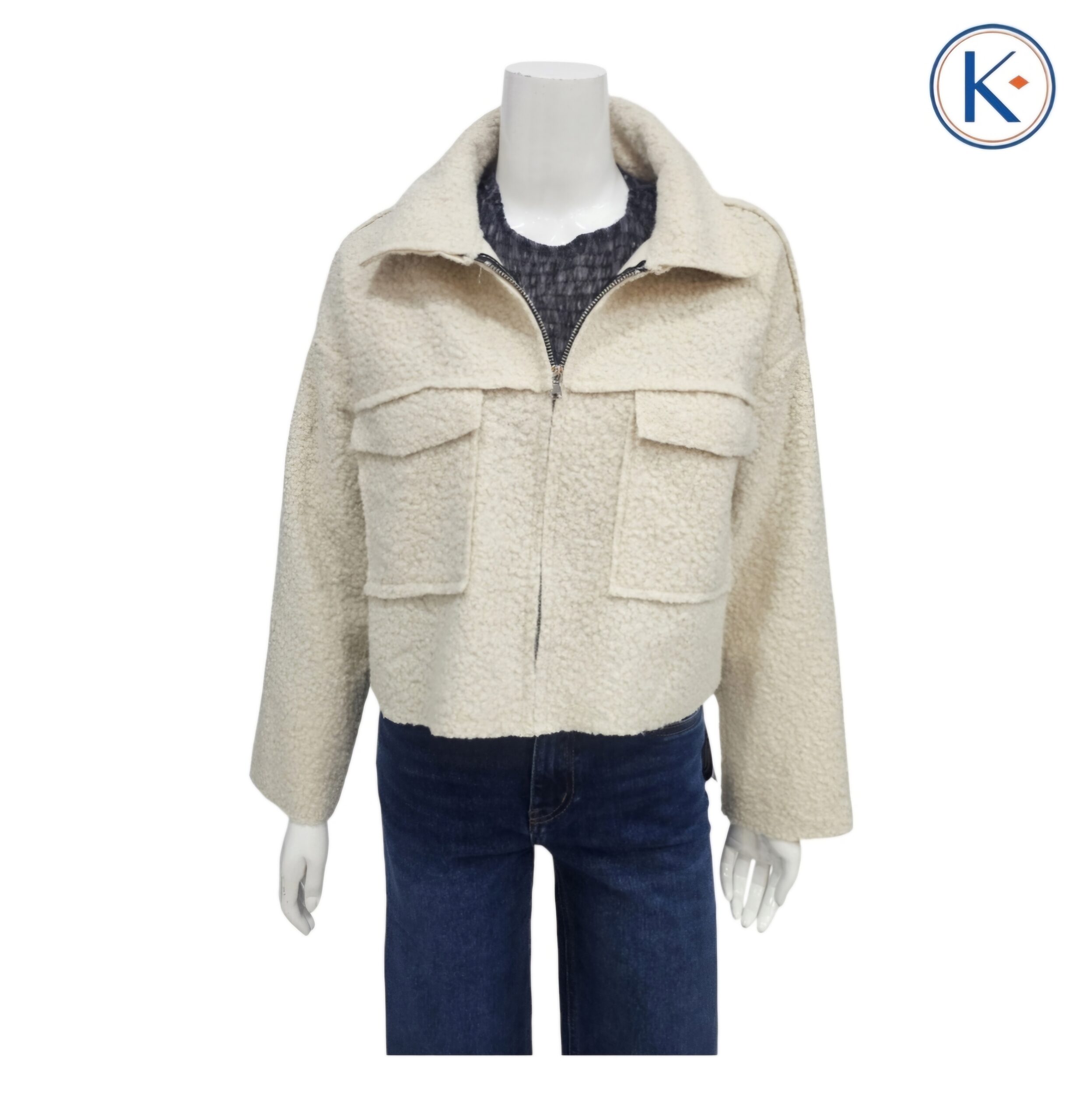 Chaqueta Borreguito Cropped con Cremallera