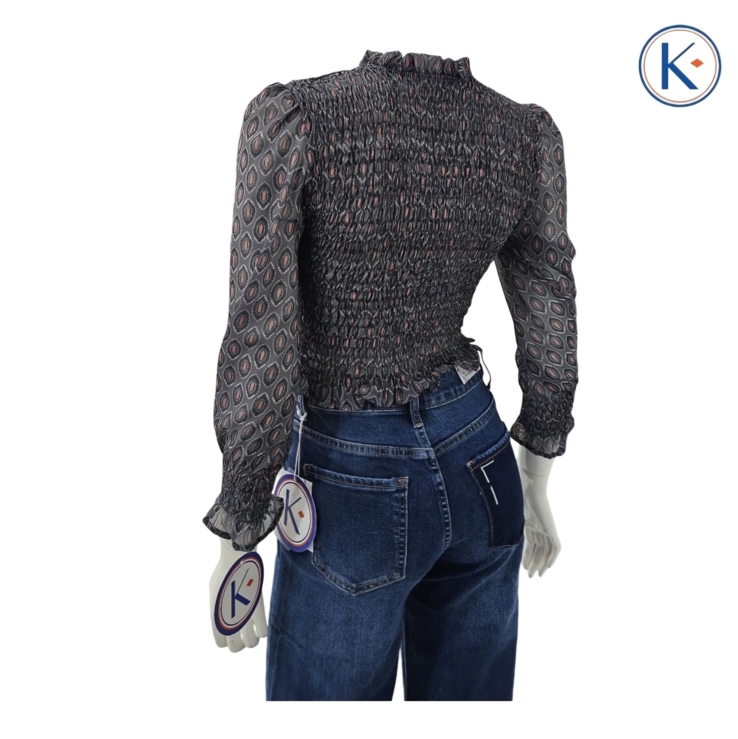 Camisa corta de gasa estilo nido de abeja