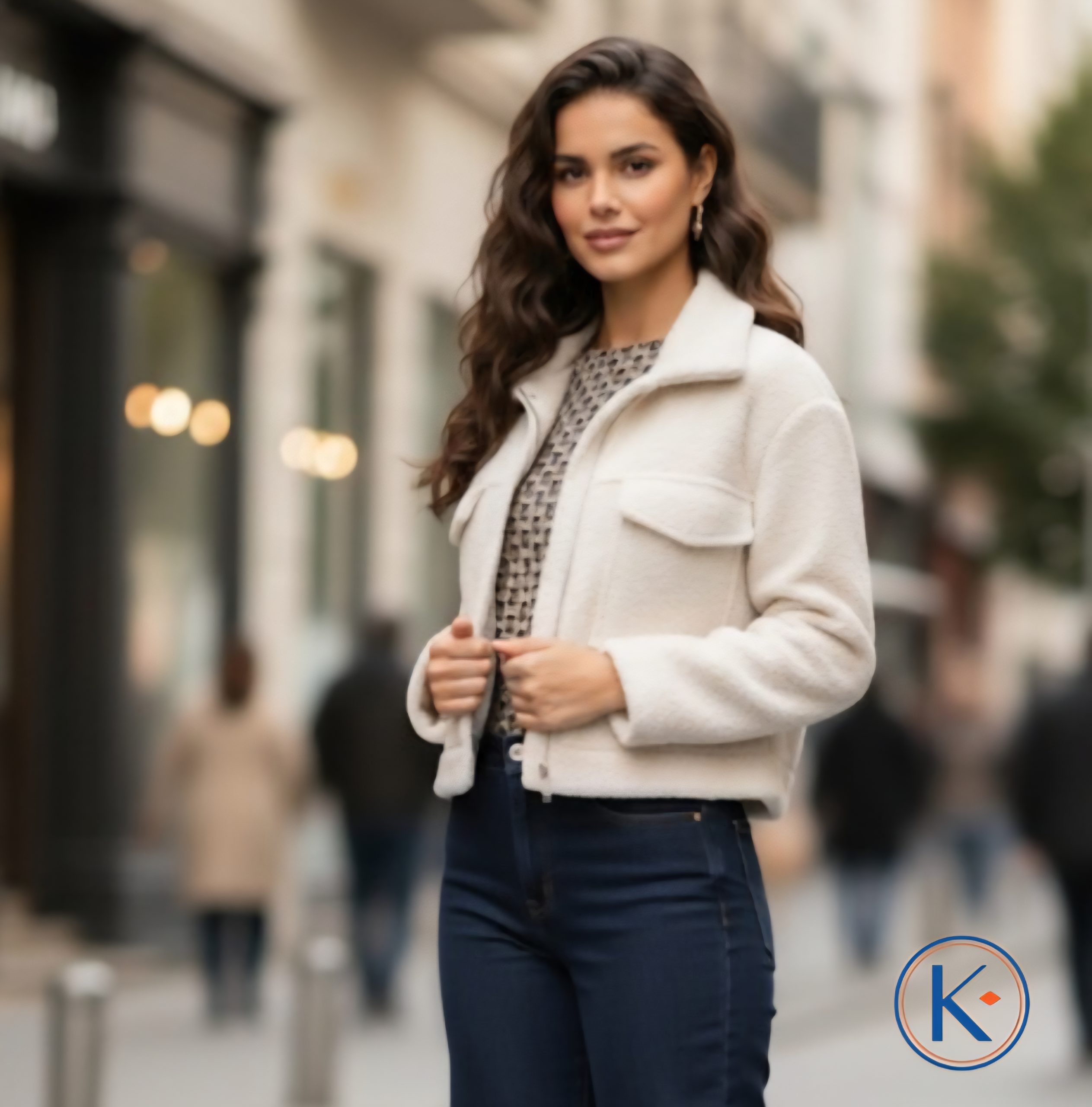 Chaqueta Borreguito Cropped con Cremallera