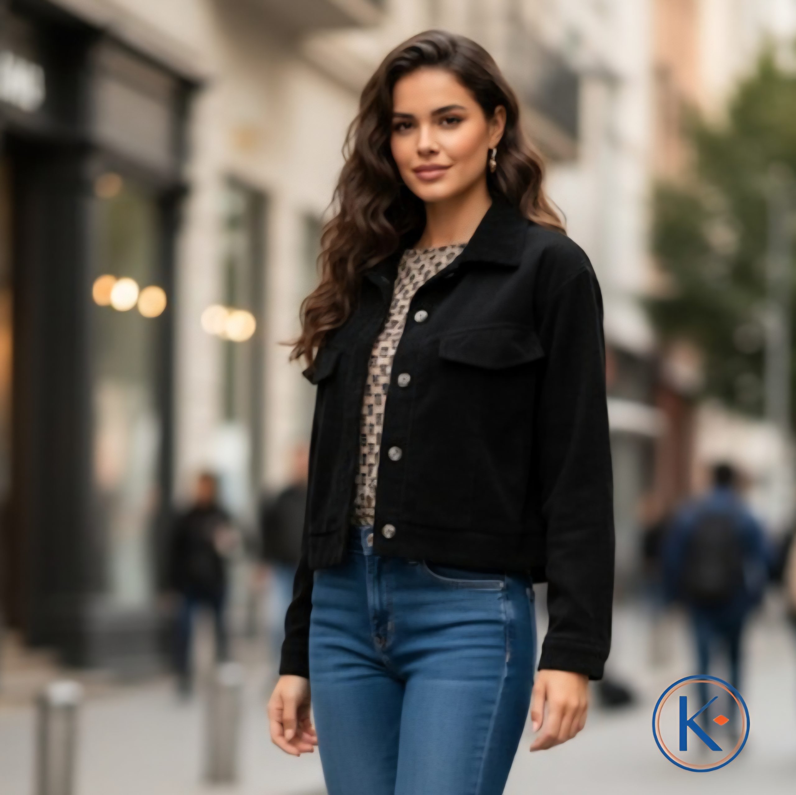 Chaqueta Pana Cropped Oversize con Botones