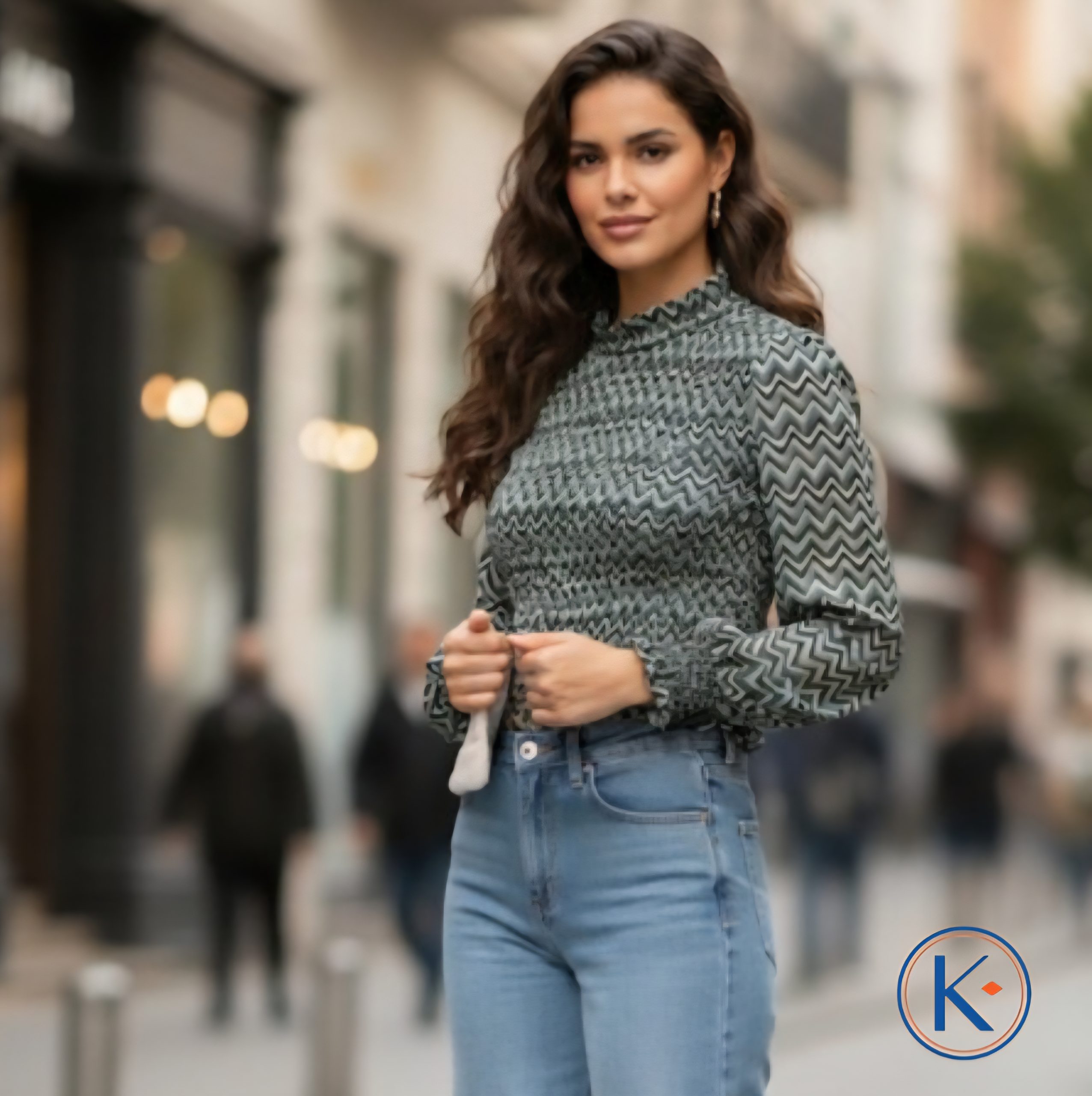Camisa corta de gasa estilo nido de abeja