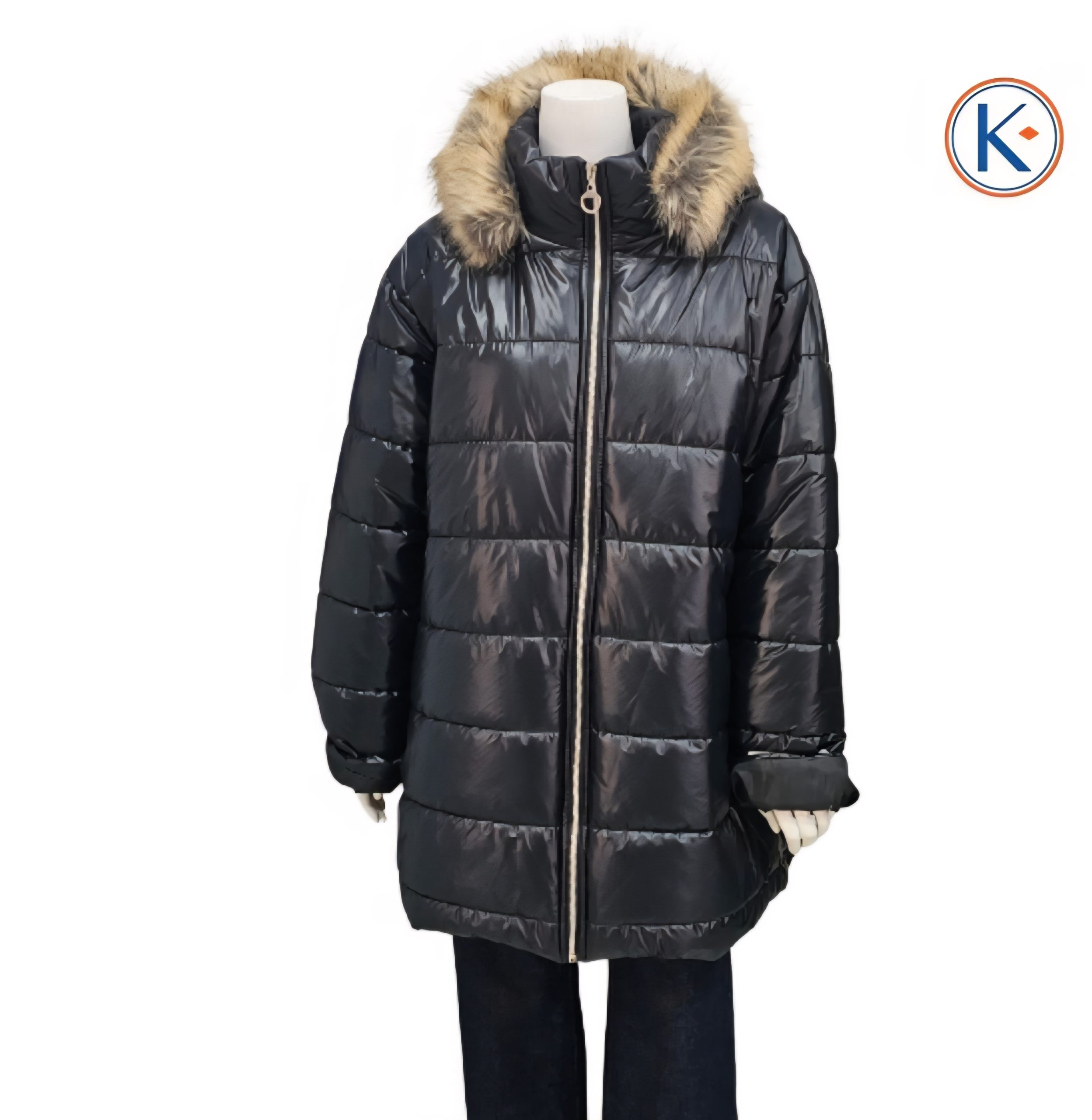 Chaquetón acolchado tallas grandes capucha desmontable negro