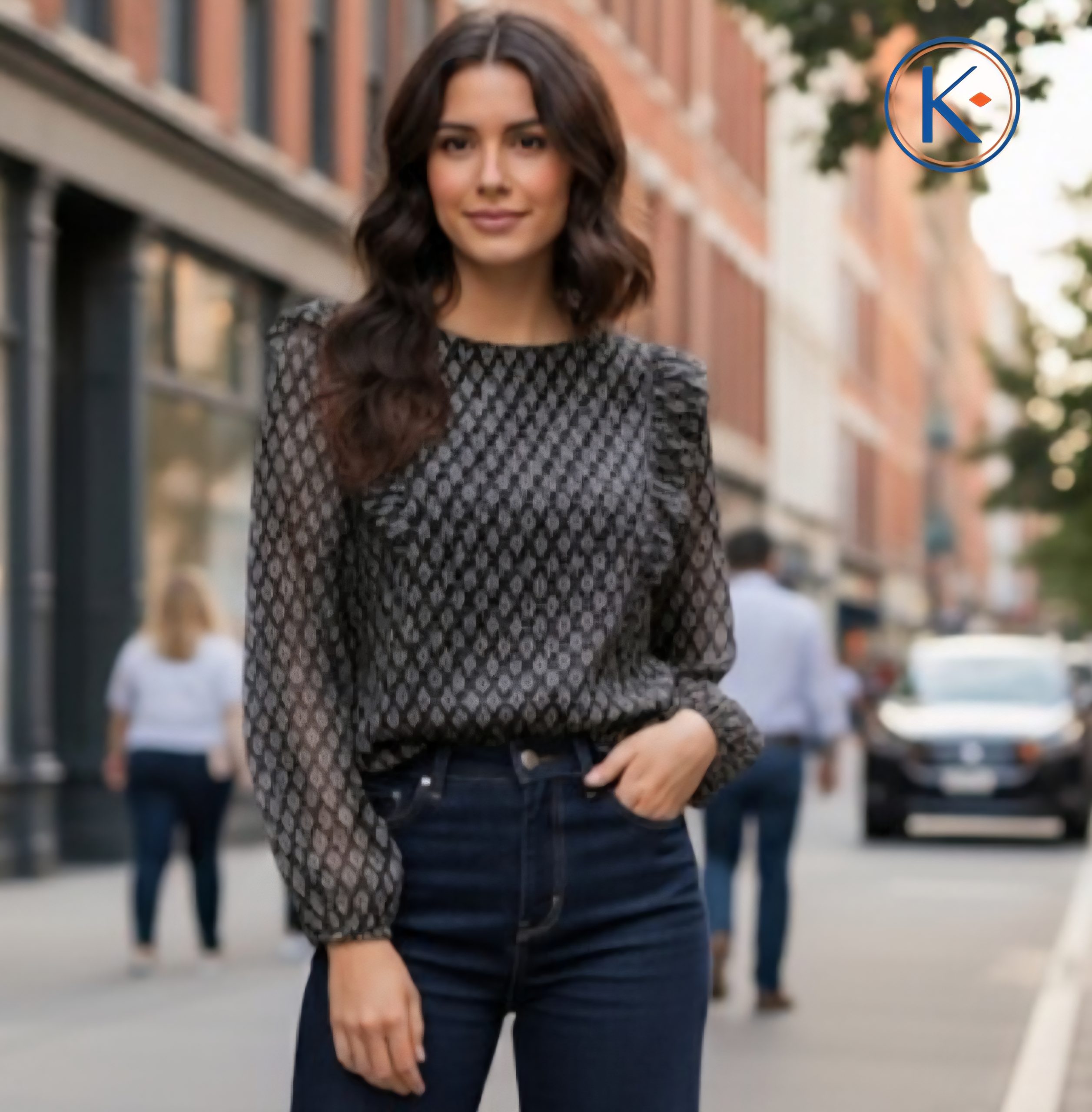 Camisa de gasa cropped con volantes mujer
