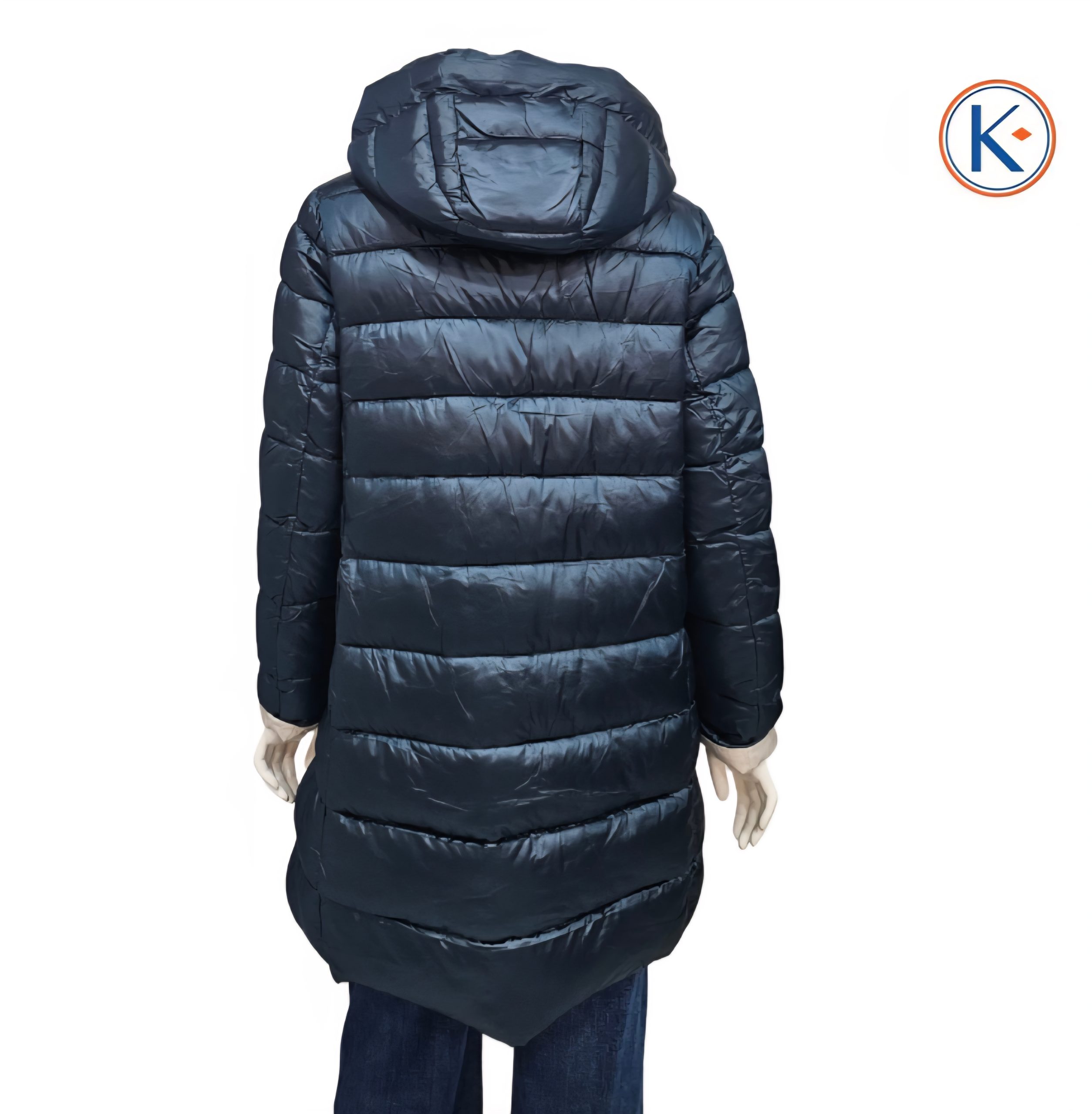 Abrigo acolchado mujer reversible azul beige capucha