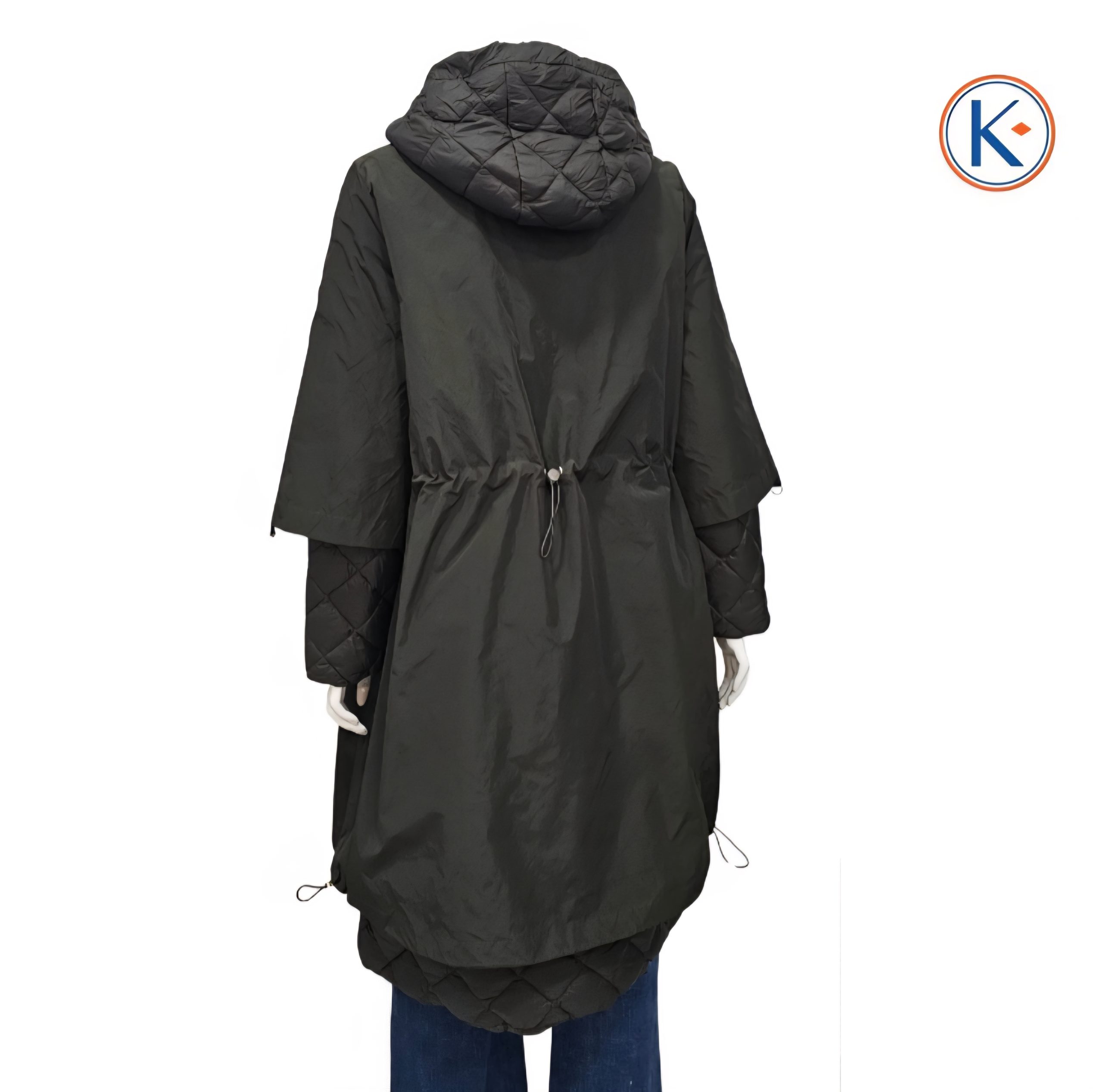 Abrigo acolchado mujer capucha verde caqui
