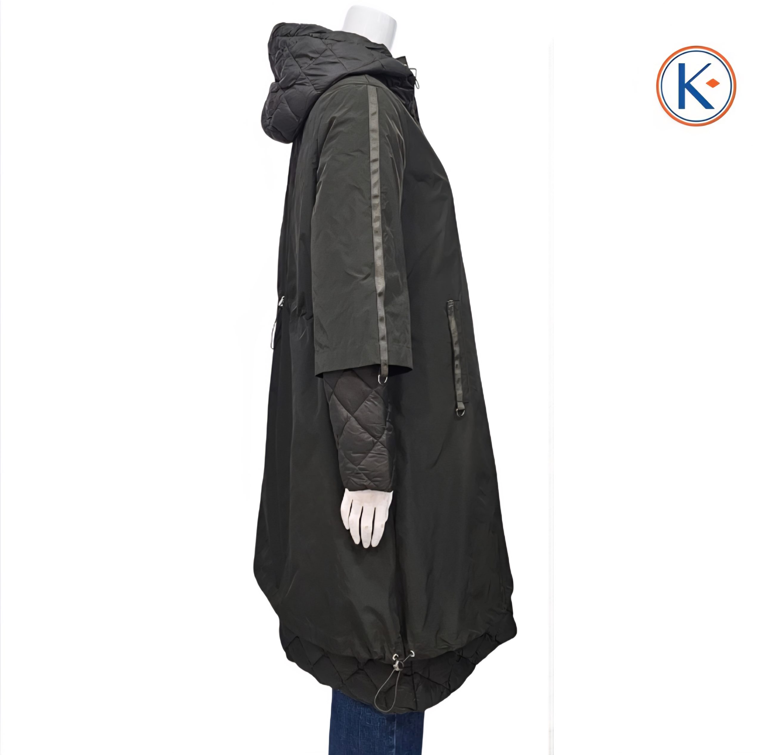Abrigo acolchado mujer capucha verde caqui
