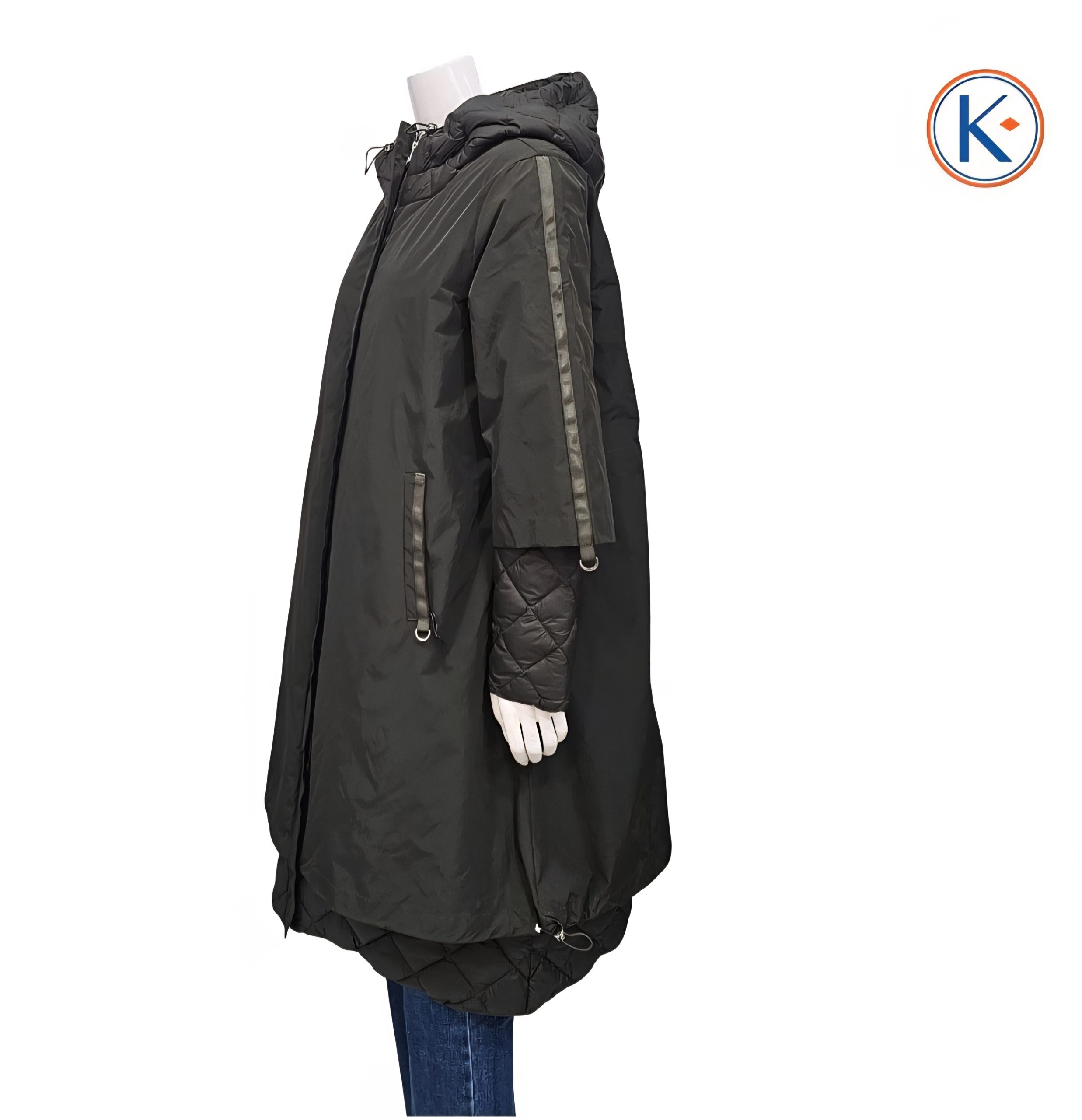 Abrigo acolchado mujer capucha verde caqui