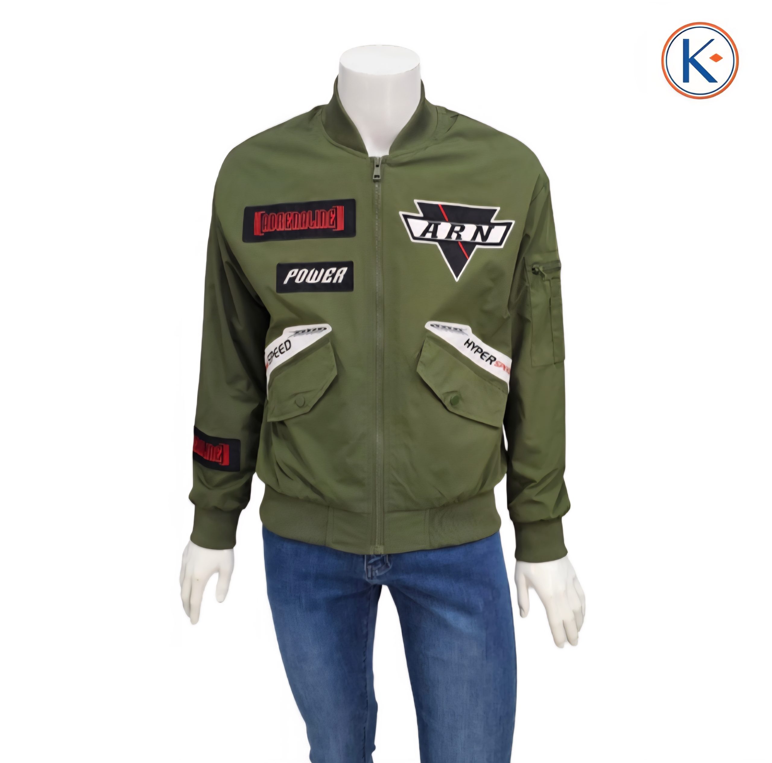 Cazadora bomber con parches hombre