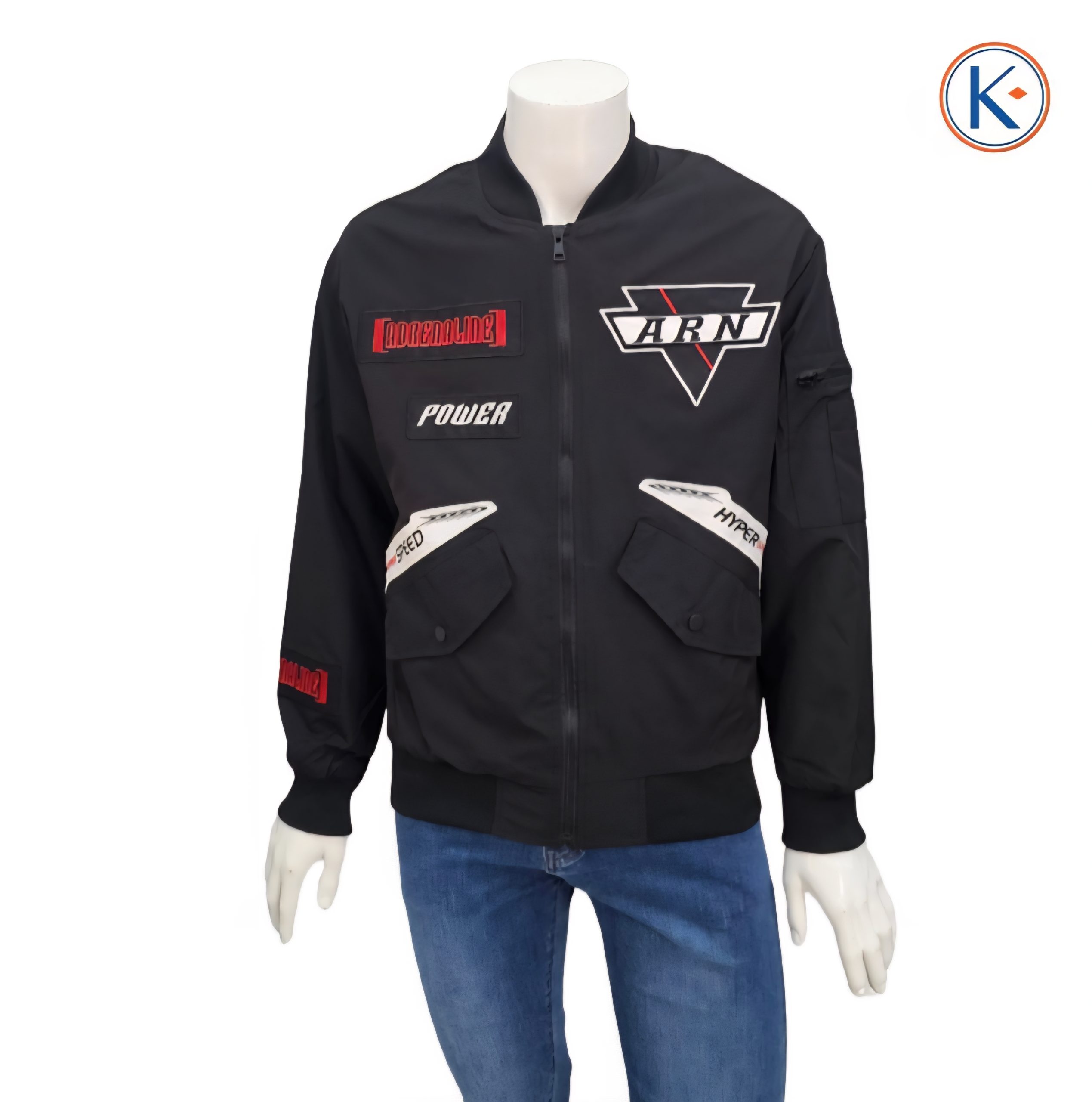 Cazadora bomber con parches hombre