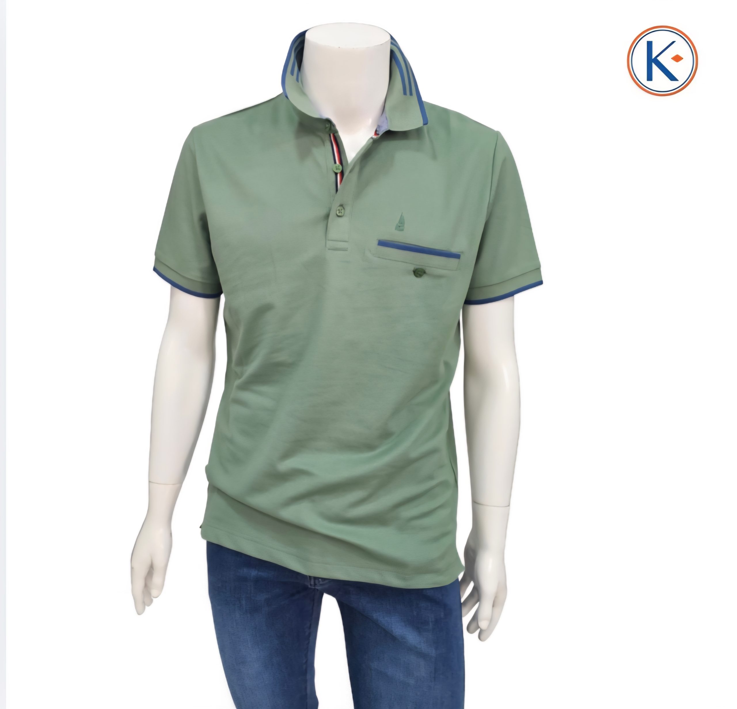 Polo granito Nisko hombre con bolsillo y detalle azul