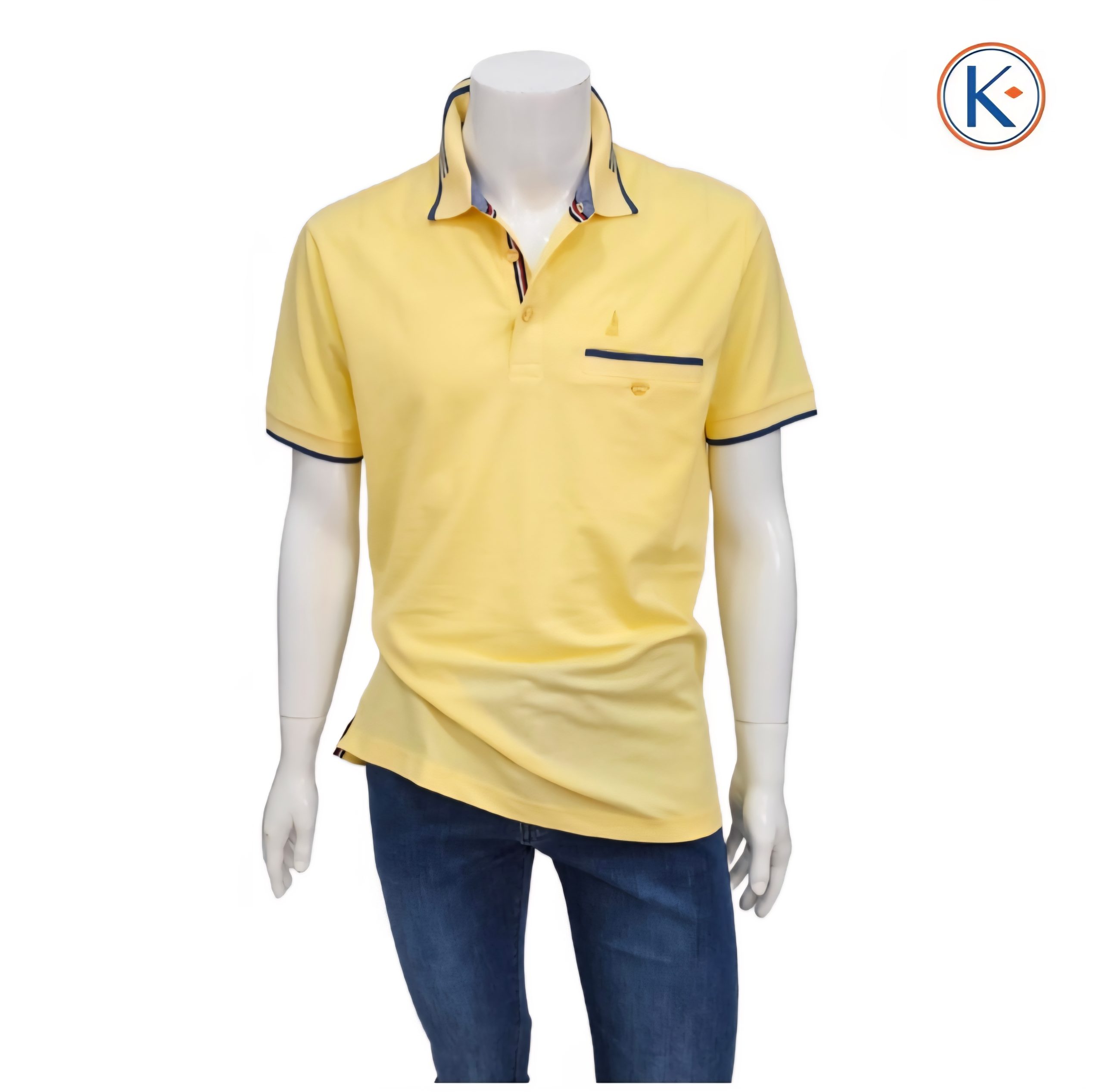 Polo granito Nisko hombre con bolsillo y detalle azul