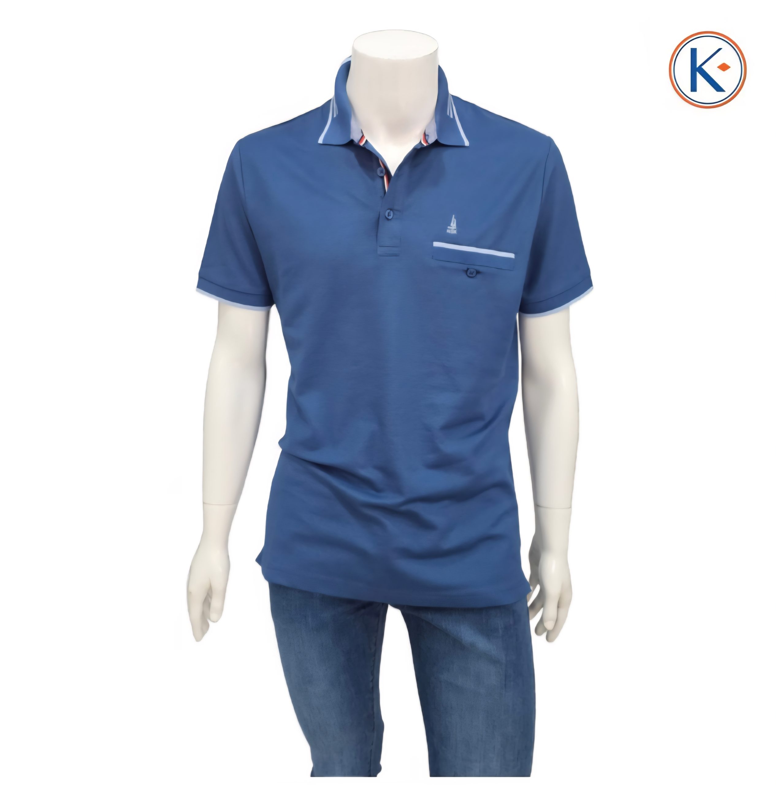 Polo granito Nisko hombre con bolsillo y detalle azul