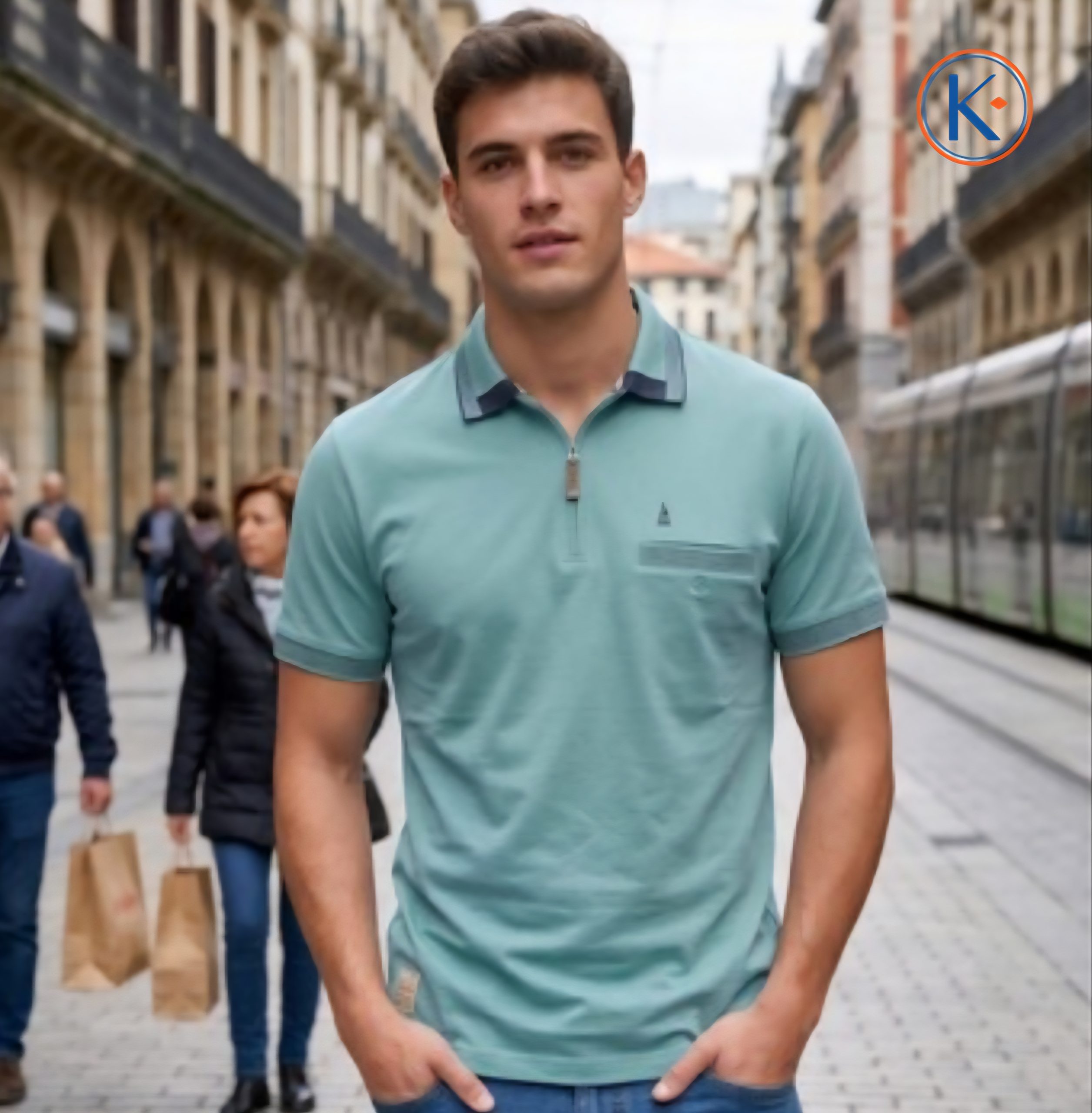 Polo granito Nisko hombre con cremallera