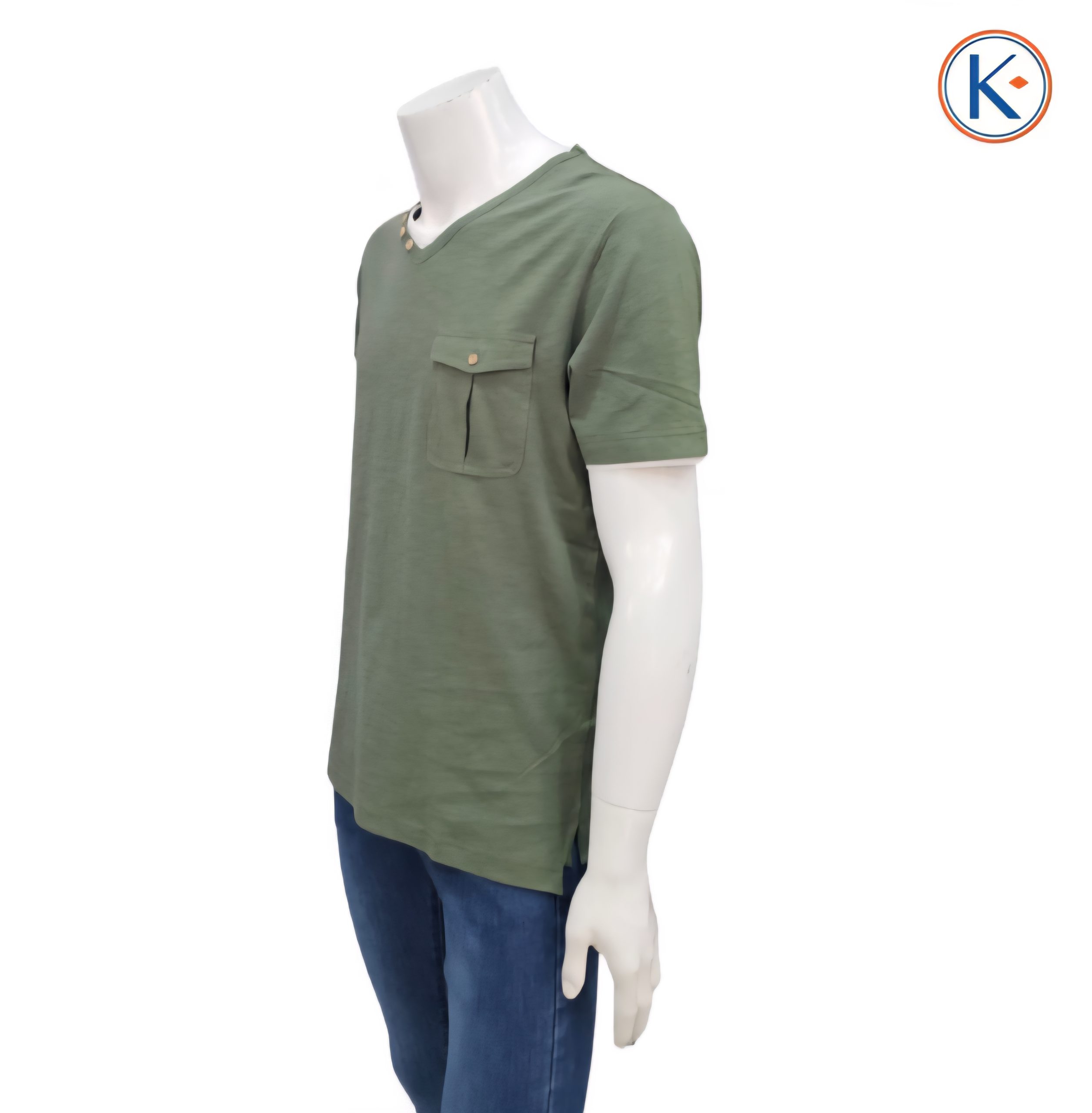 Camiseta hombre cuello pico efecto doble cuello Nisko
