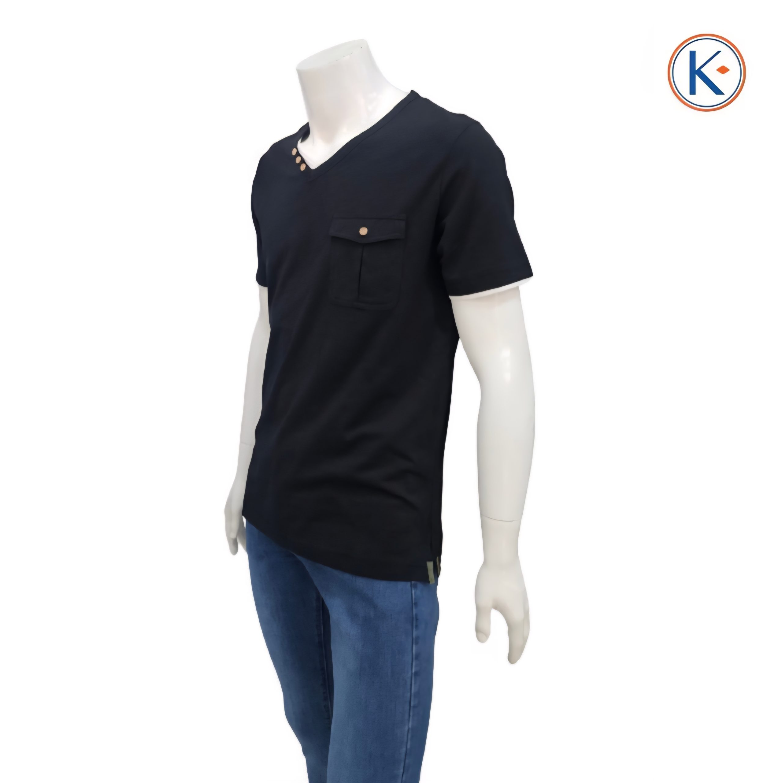 Camiseta hombre cuello pico efecto doble cuello Nisko
