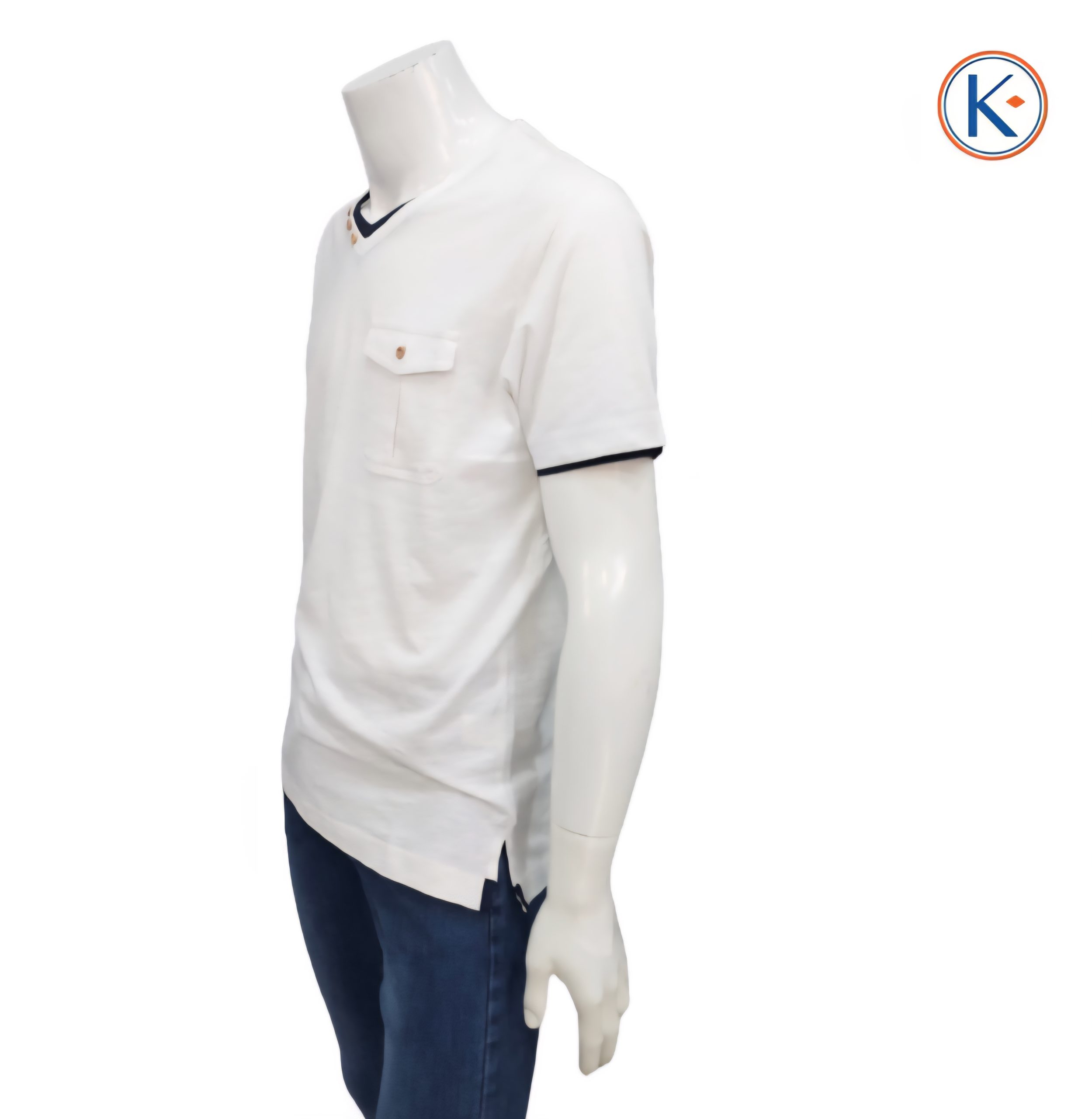Camiseta hombre cuello pico efecto doble cuello Nisko