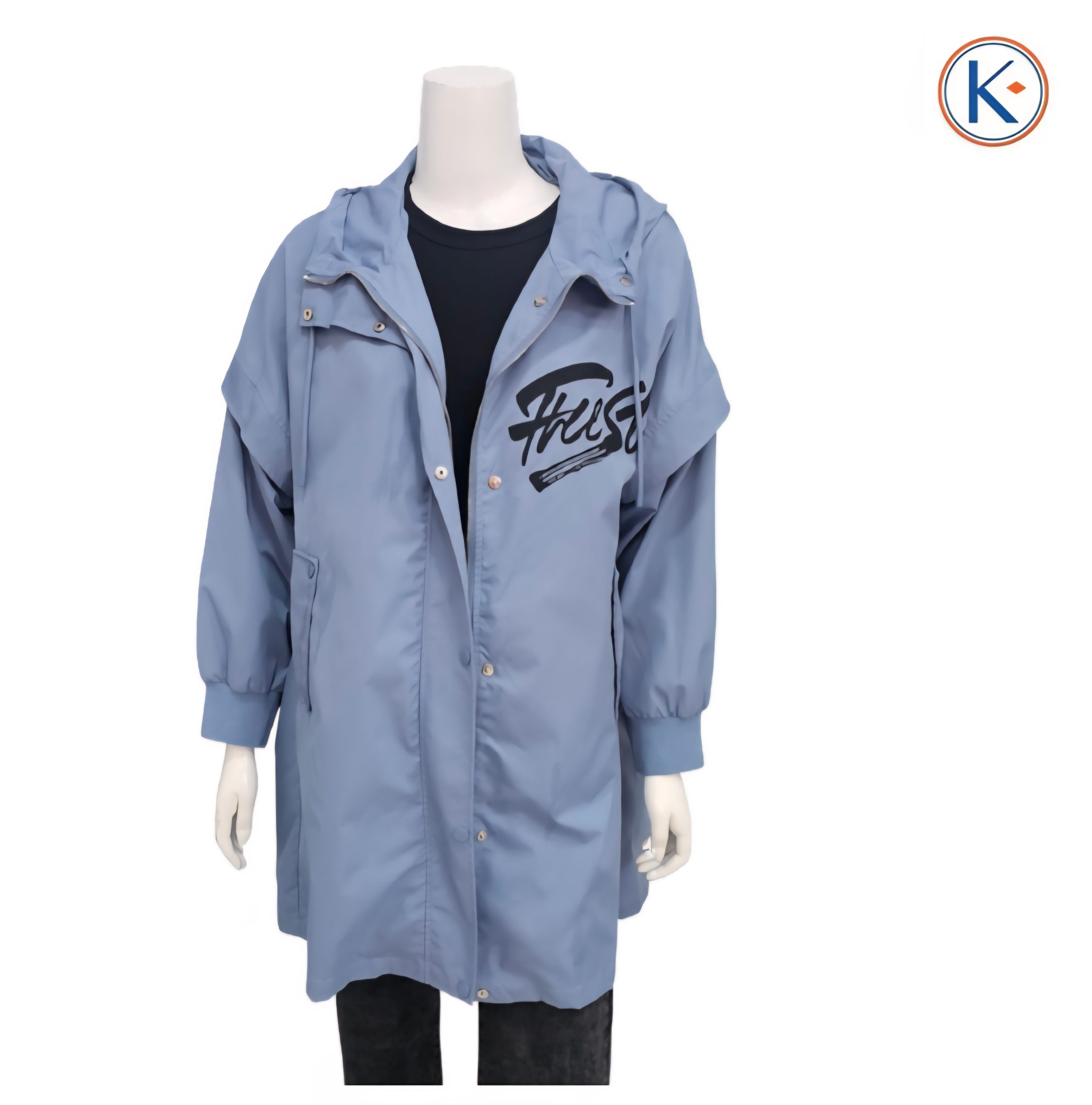 Chaqueta Larga de Mujer Urbana de Primavera con Capucha y Estampado