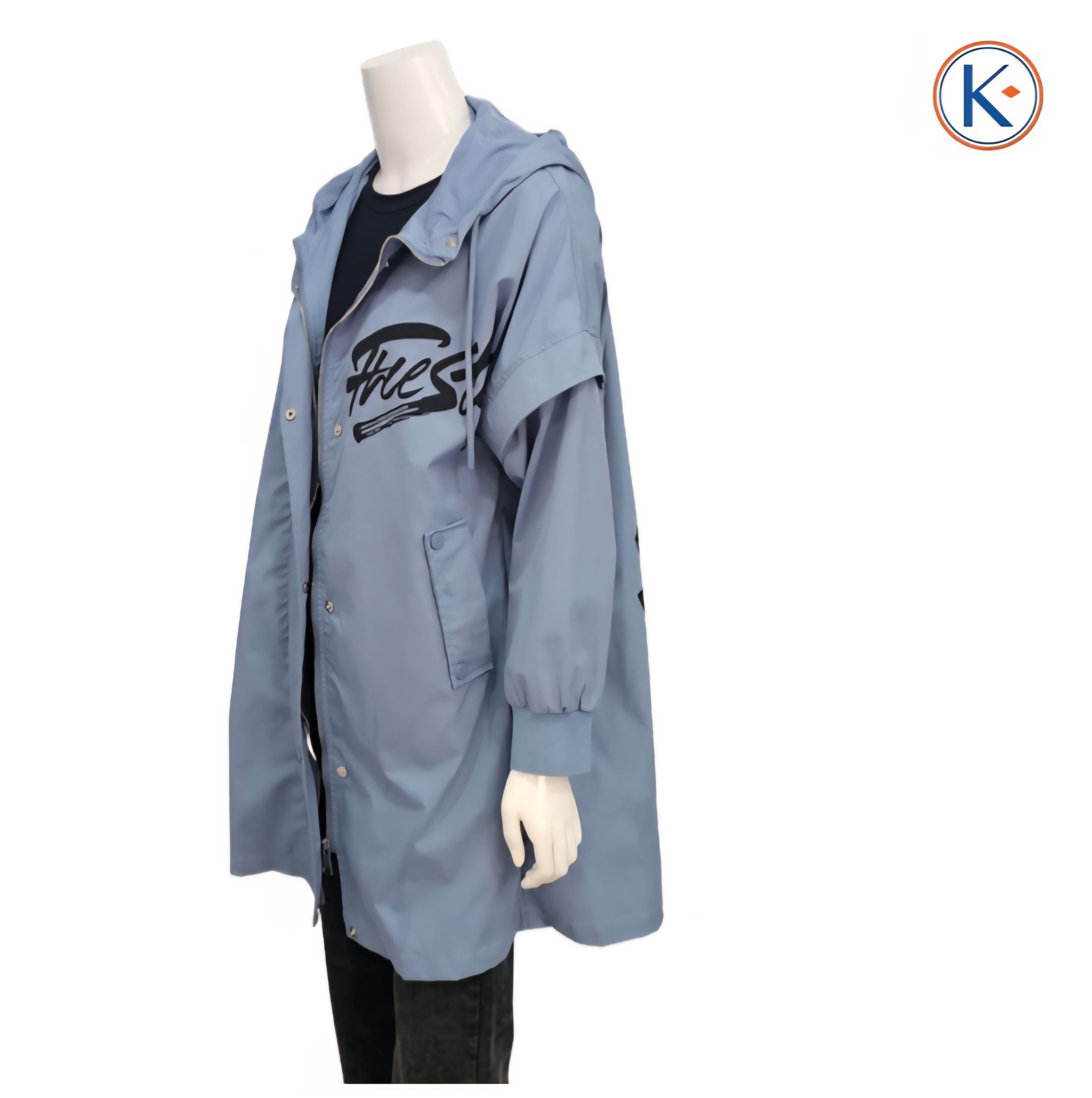 Chaqueta Larga de Mujer Urbana de Primavera con Capucha y Estampado