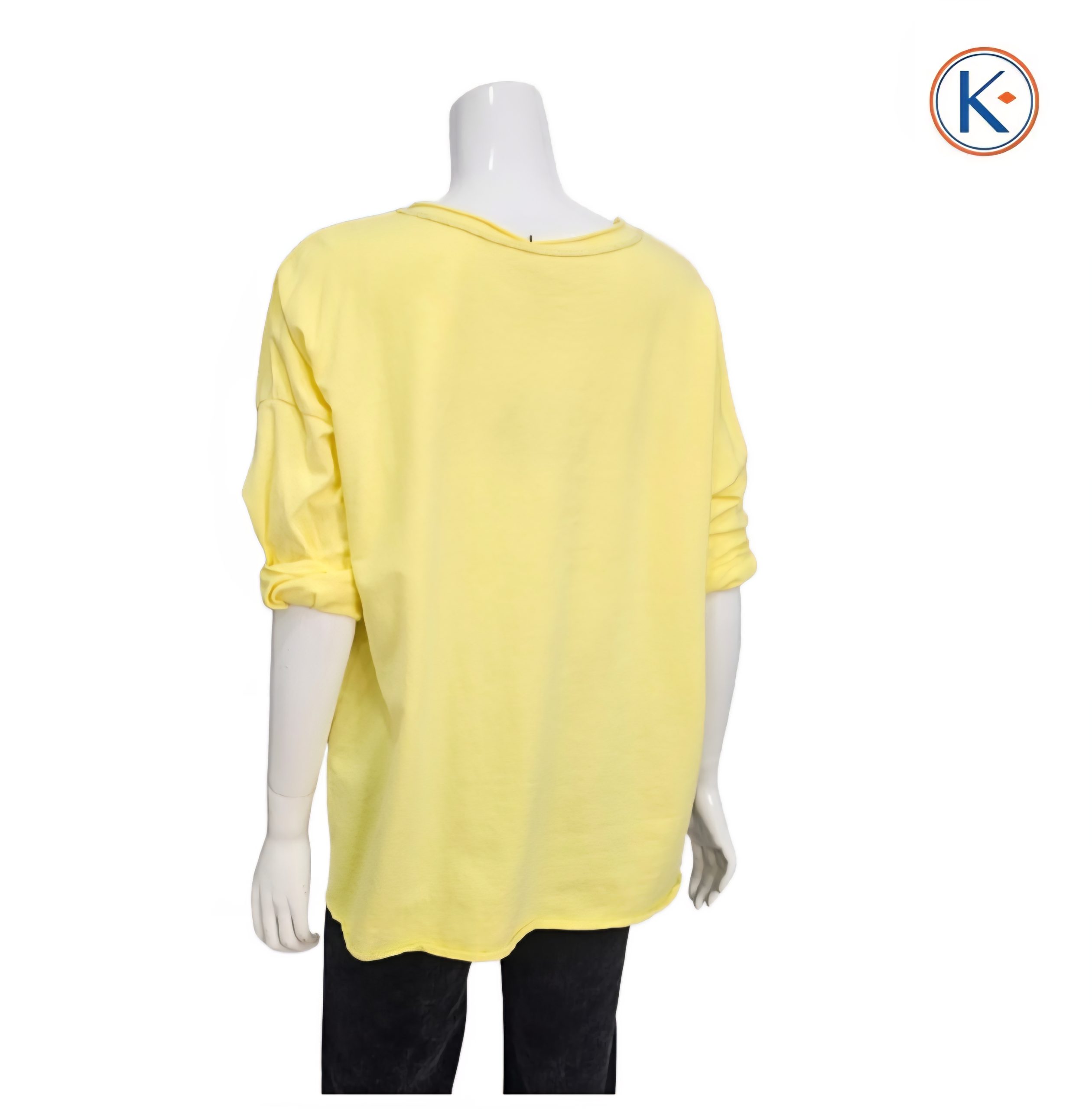 Camiseta mujer de manga larga con bolsillo delantero y detalle plateado
