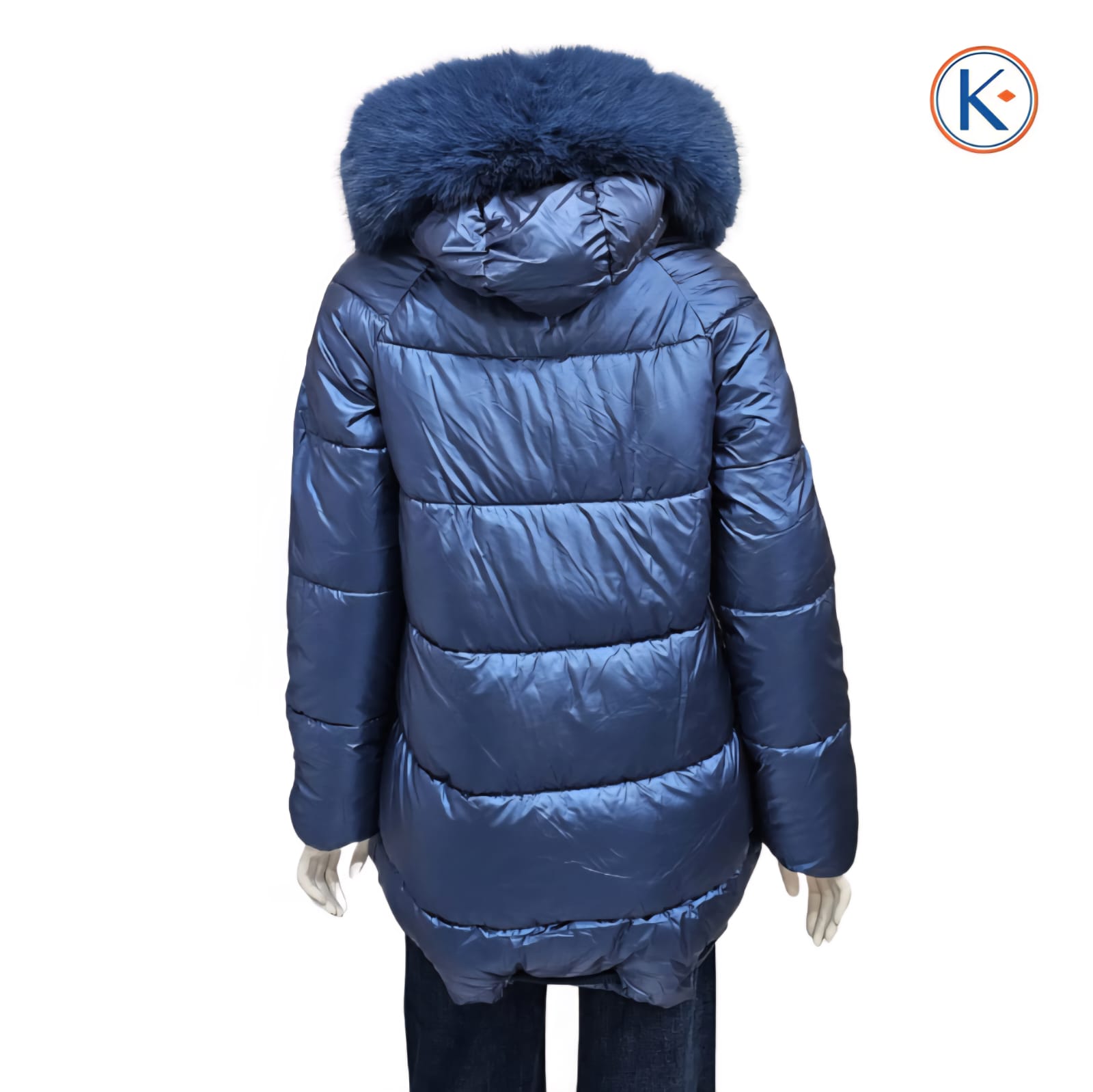 Chaquetón acolchado azul metalizado con cordón