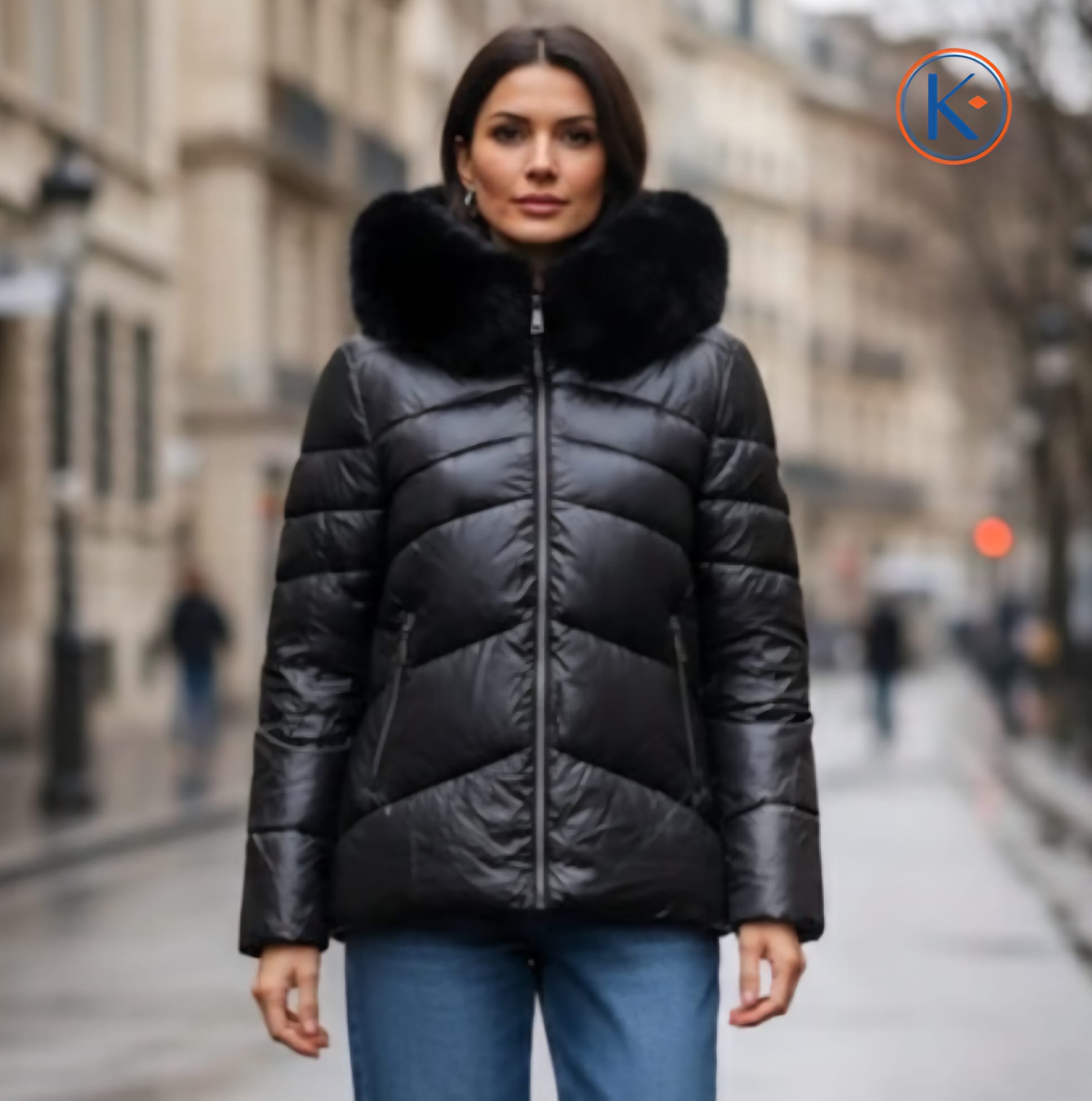 Cazadora acolchada mujer con capucha pelo desmontable