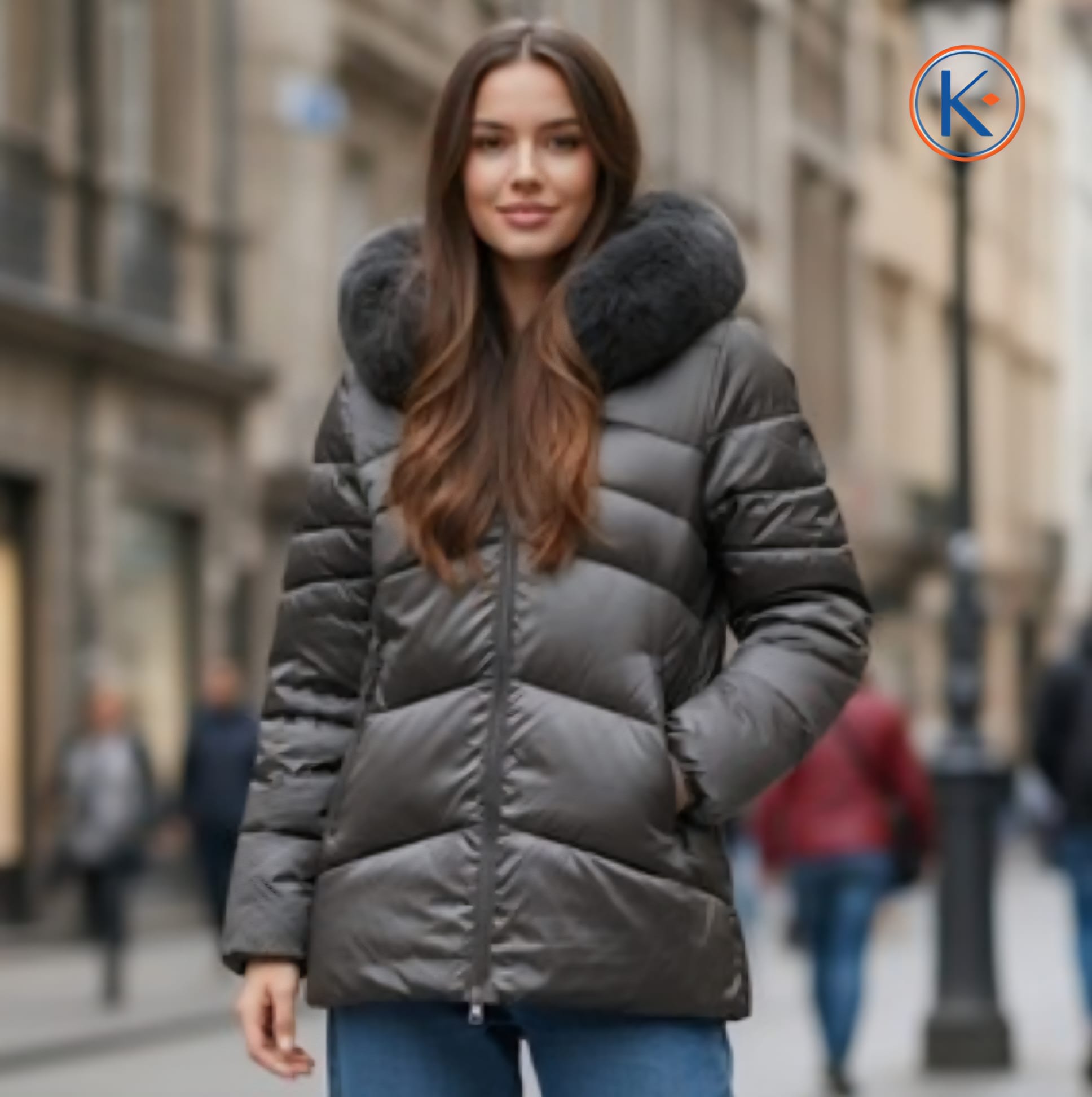 Cazadora acolchada mujer con capucha pelo desmontable