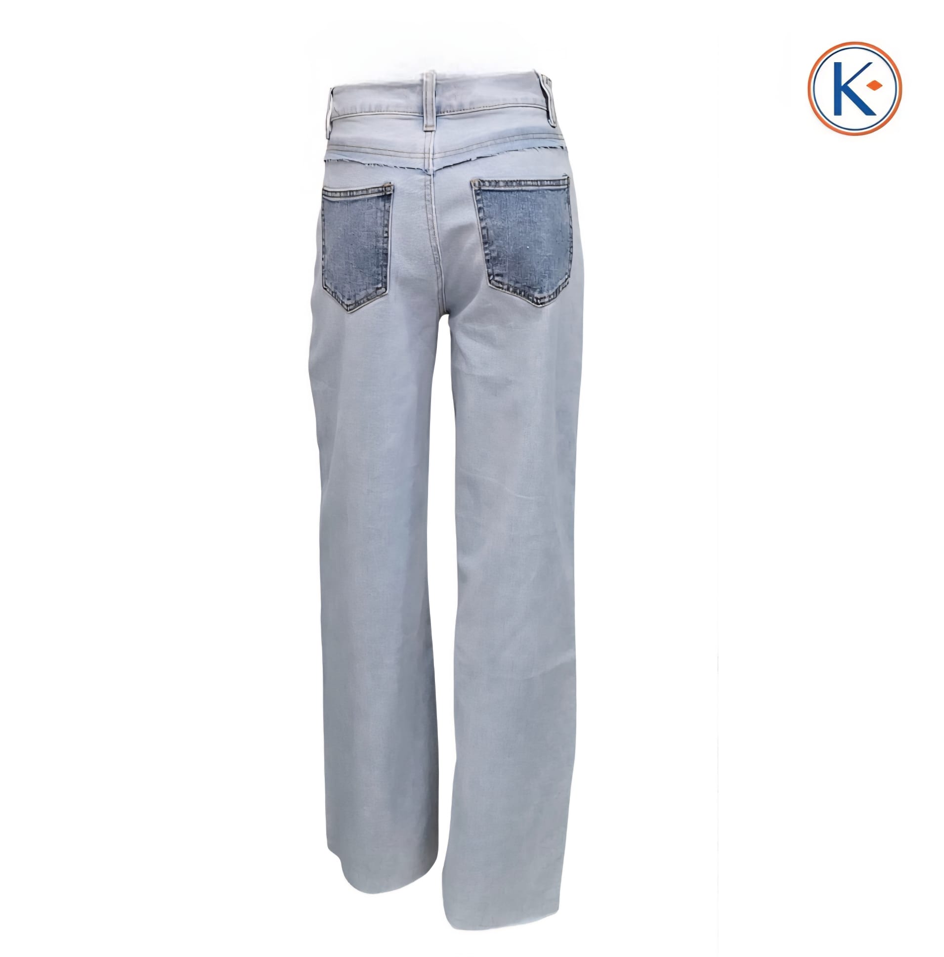 Vaquero combinado denim claro palazzo de tiro alto