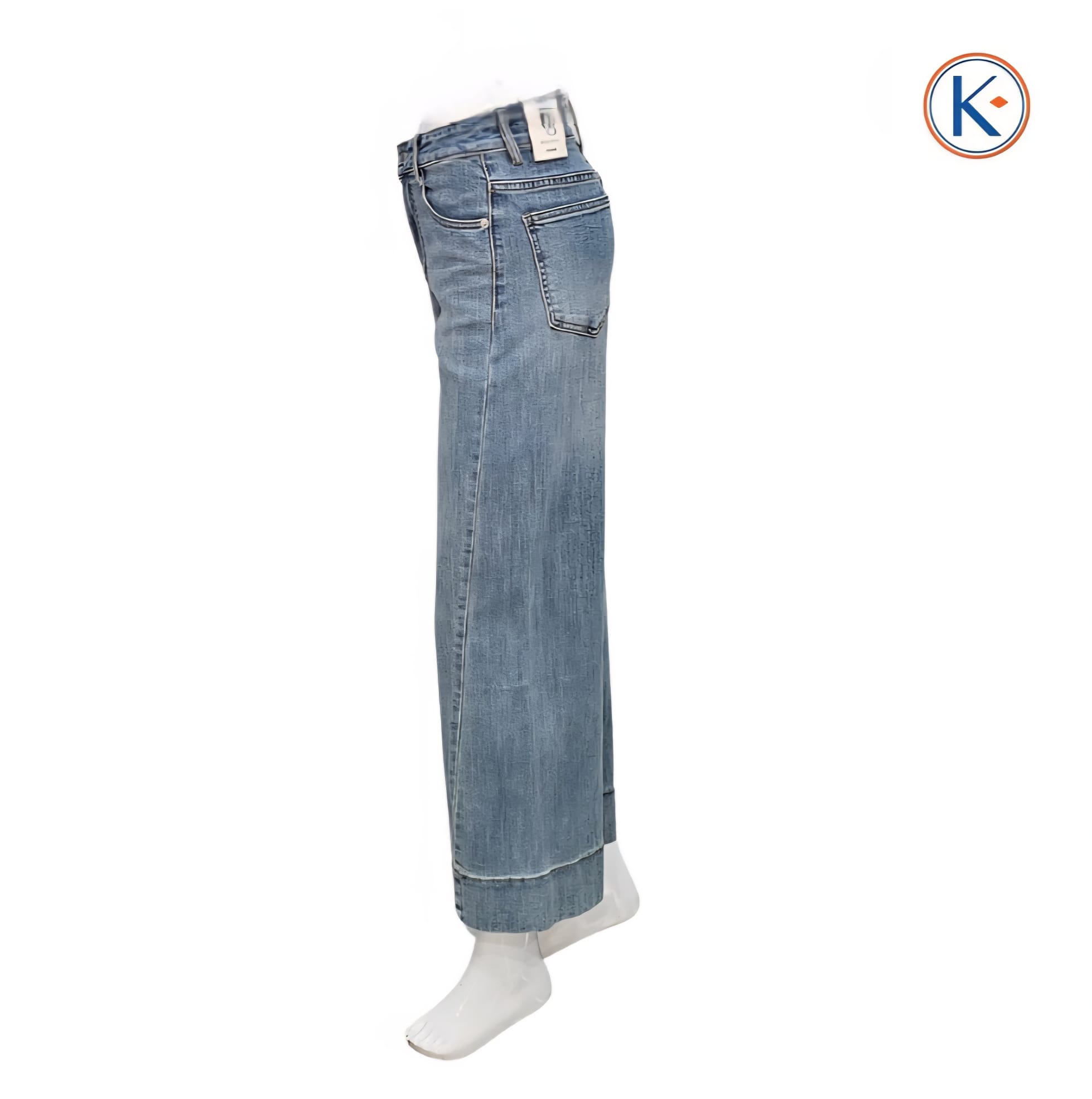 Pantalón vaquero palazzo de mujer con costura retorcida