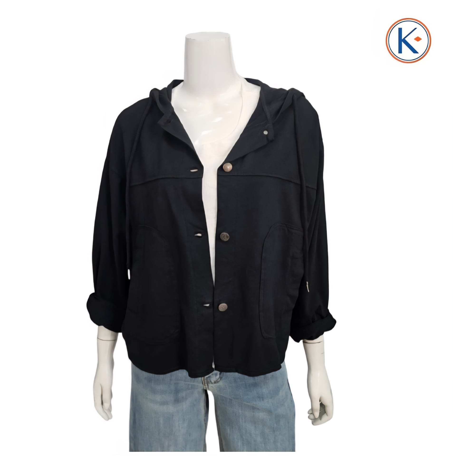 Sudadera abierta oversize con capucha en algodón
